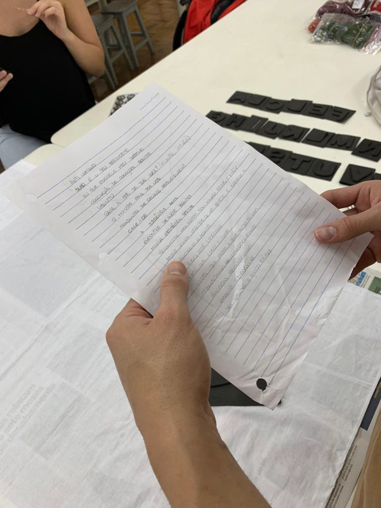 rascunho do texto escrito