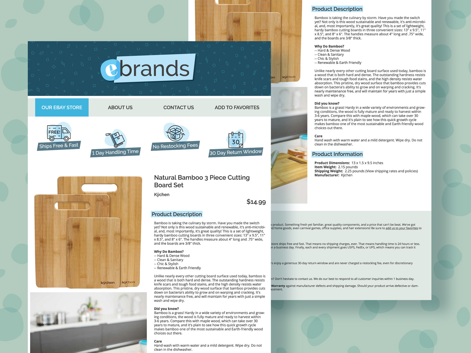Template design for branded eBay listings