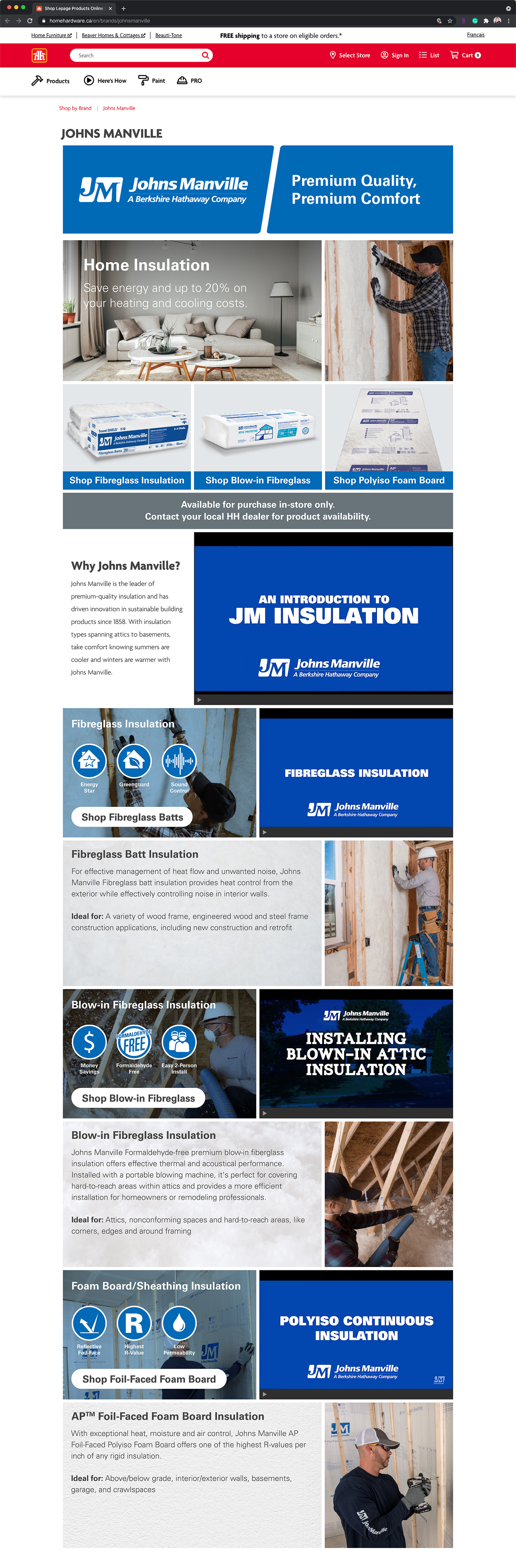 Johns Manville Brand Page on Home Hardware