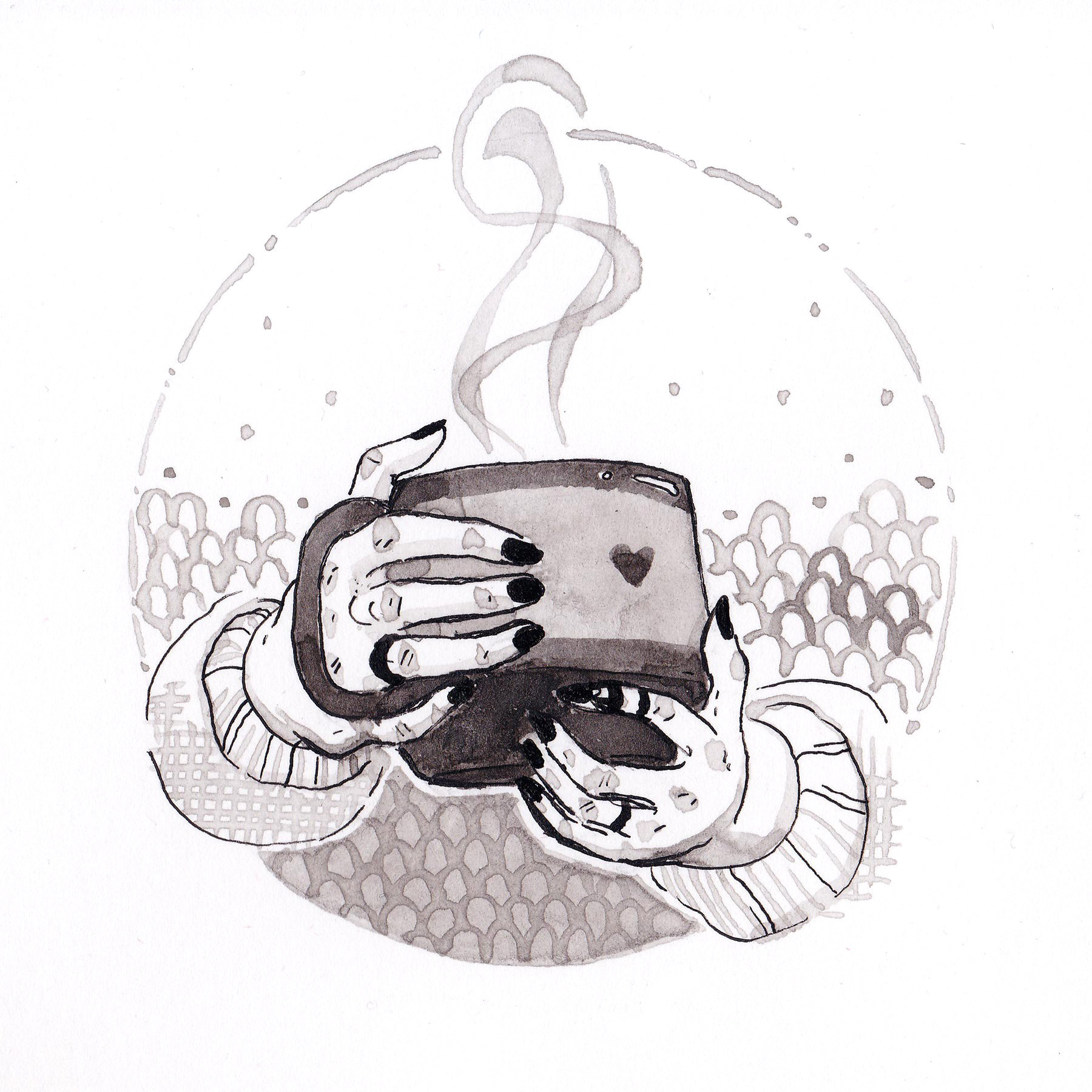Dip pen and ink wash