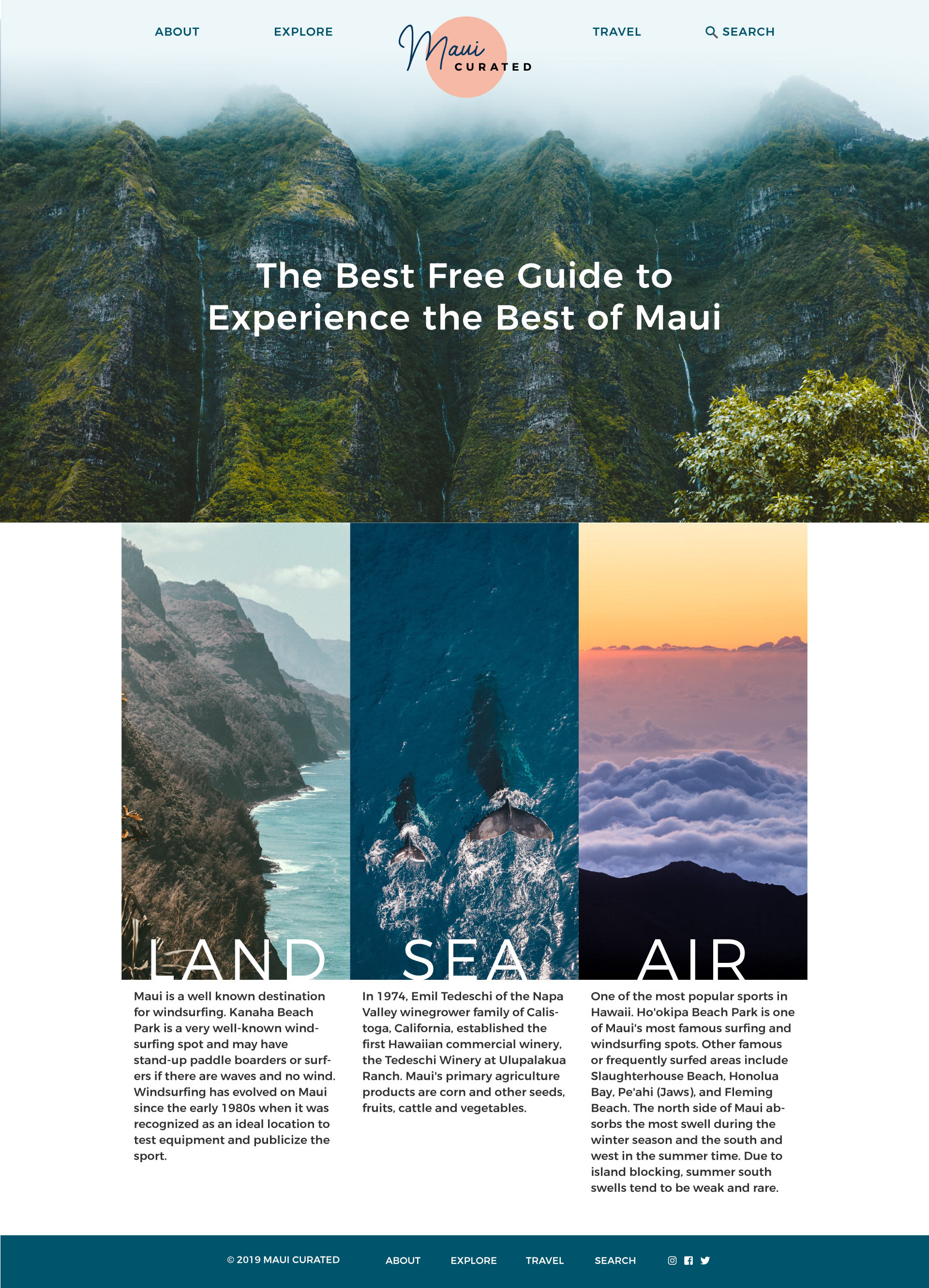 Landing page concept for travel guide