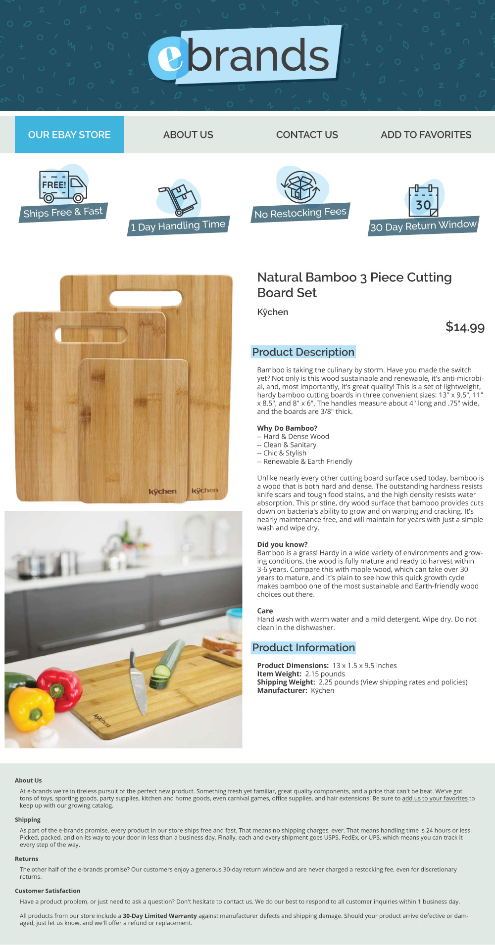 Template design for branded eBay listings