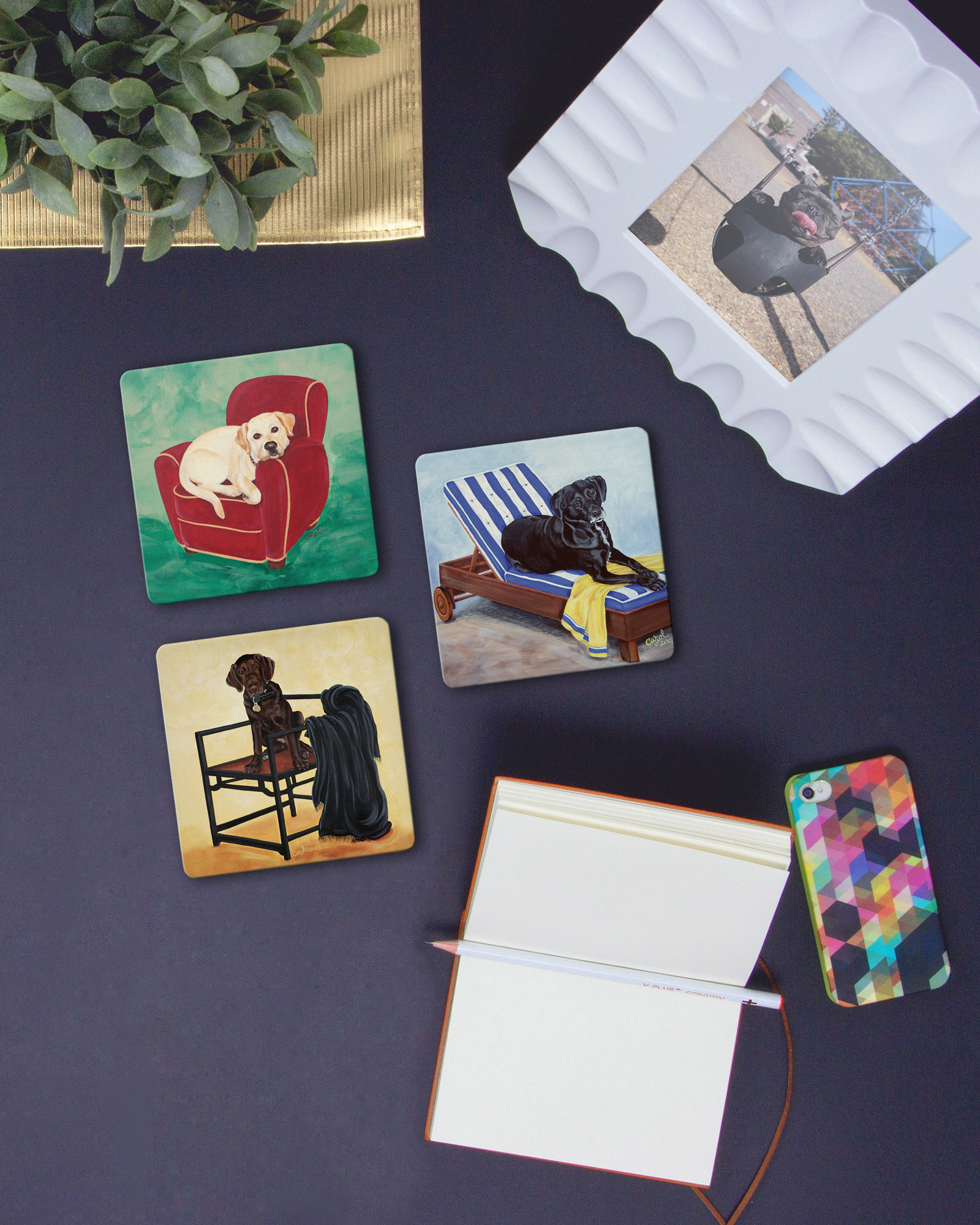 Combination of mockups, scene, and added elements.