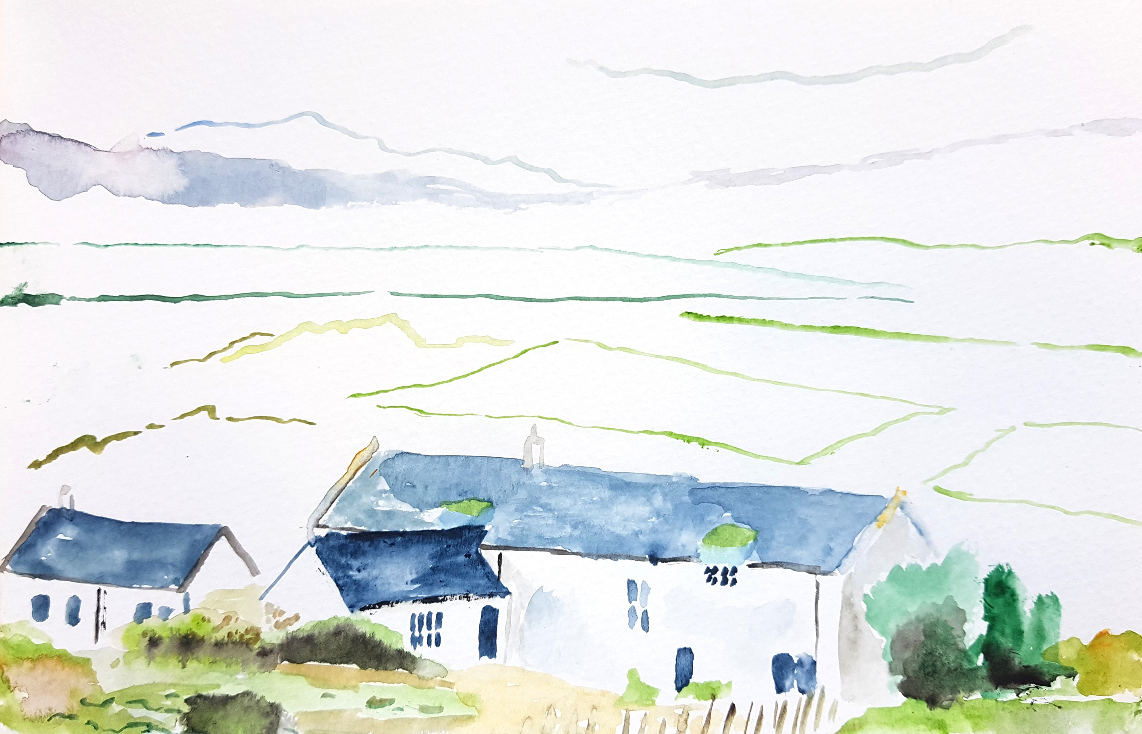 Moniack Mhor Writer's Centre Masterplan feasiblity study by Croftworks Architecture Highlands Scotland Retrofit education workplace watercolour painting