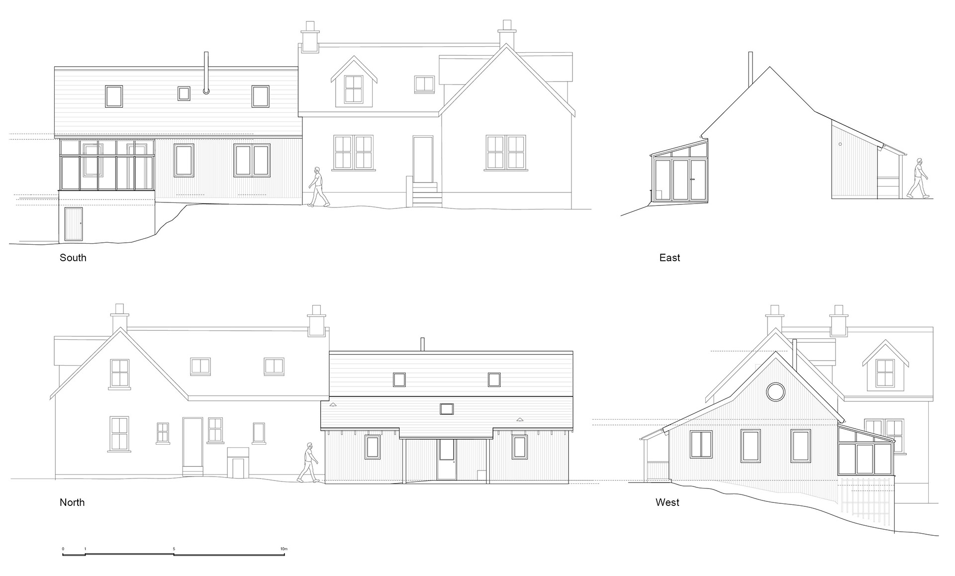 Elevation drawings Craiglodge new house Dalmally sustainable new build architecture by Croftworks in Argyll Scotland timber frame construction