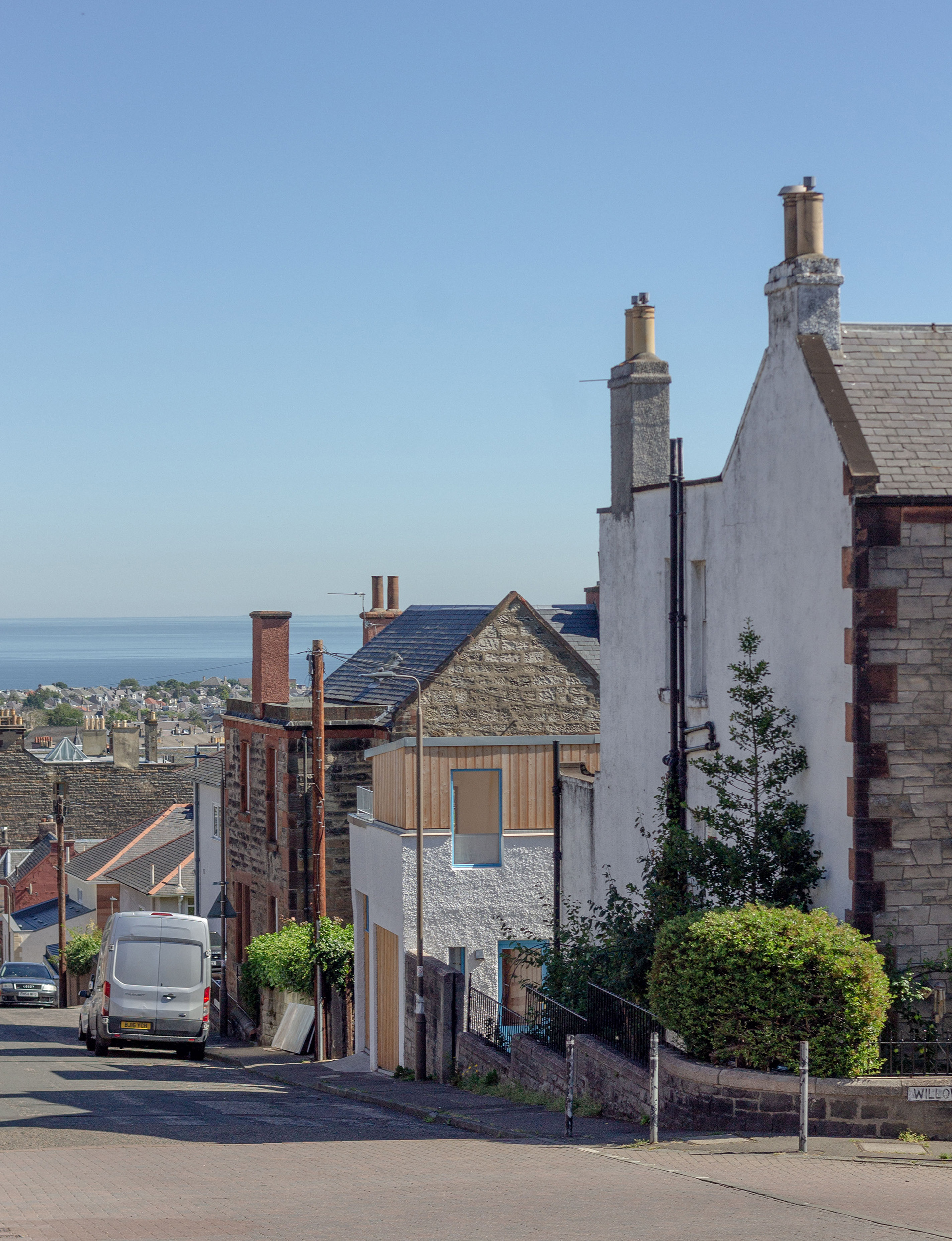 The Lighthouse Edinburgh garage conversion studio house domestic architecture retrofit award Croftworks Scotland sea exterior street