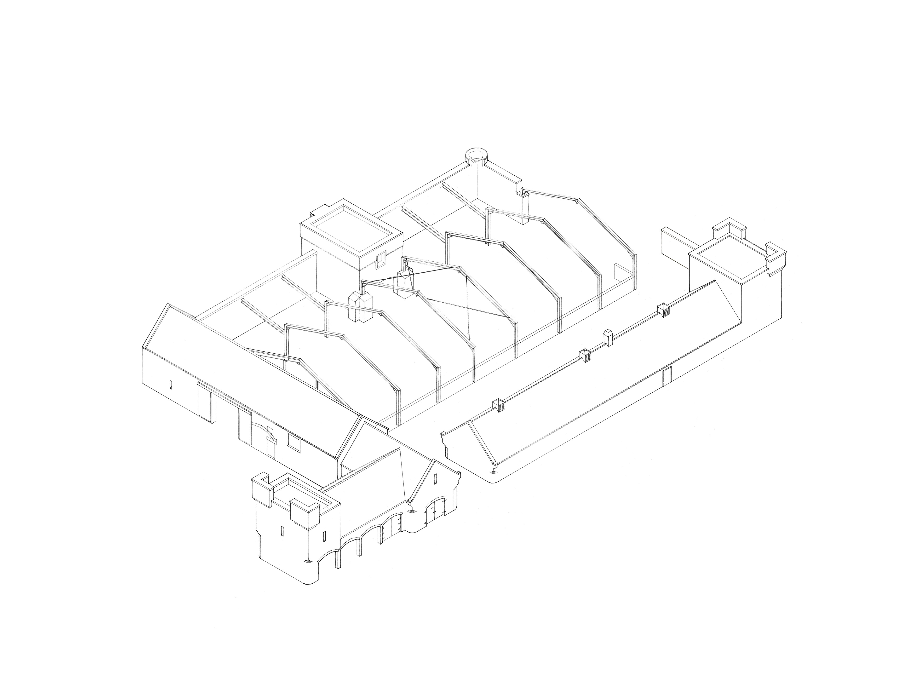 Castle Moffat Steading isometric drawing before architecture restoration croftworks Scotland