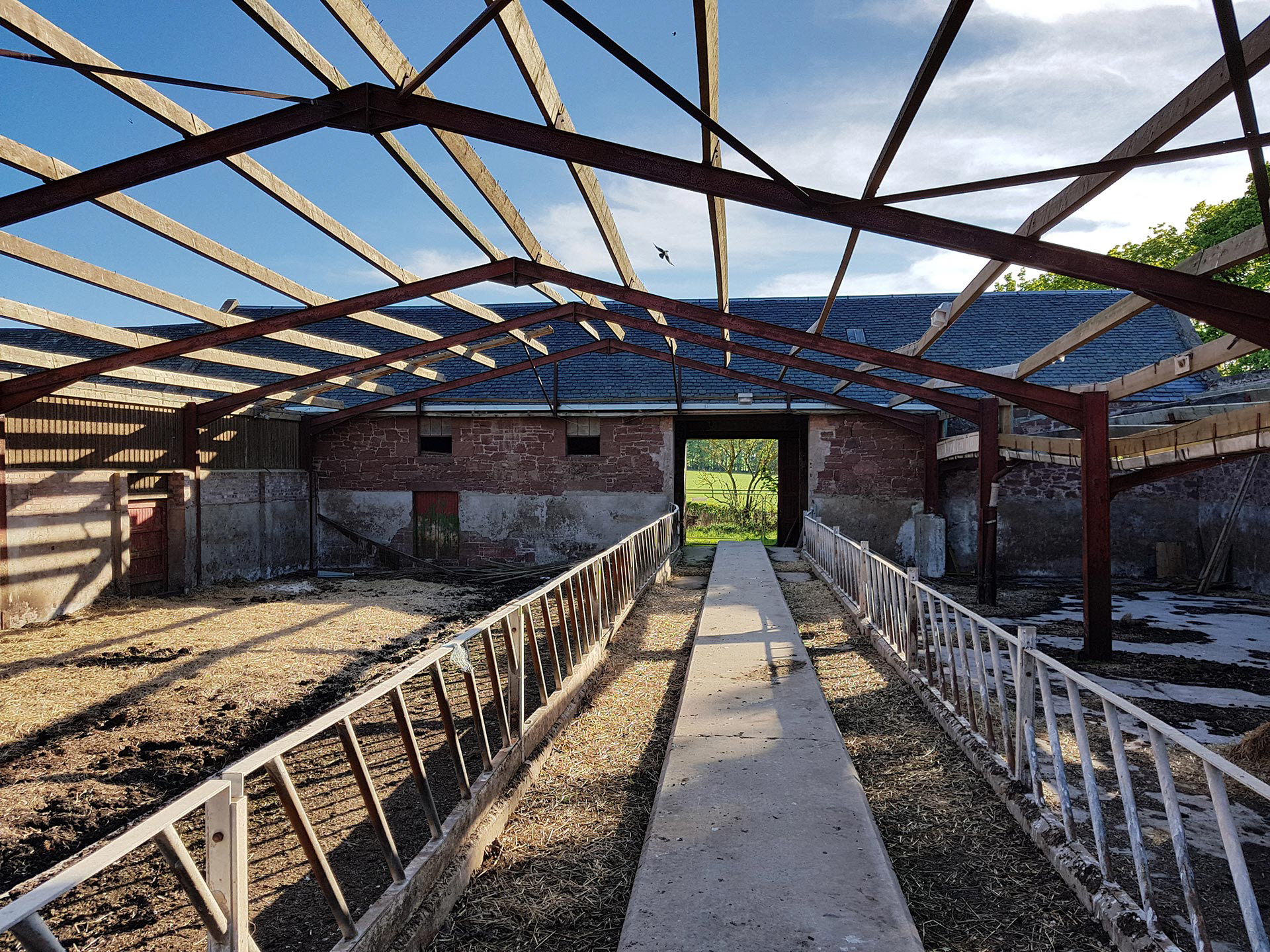 Castle Moffat Steading Long Barn historic listed building conversion restoration architecture by Croftworks in East Lothian Scotland retrofit stone farm buildings
