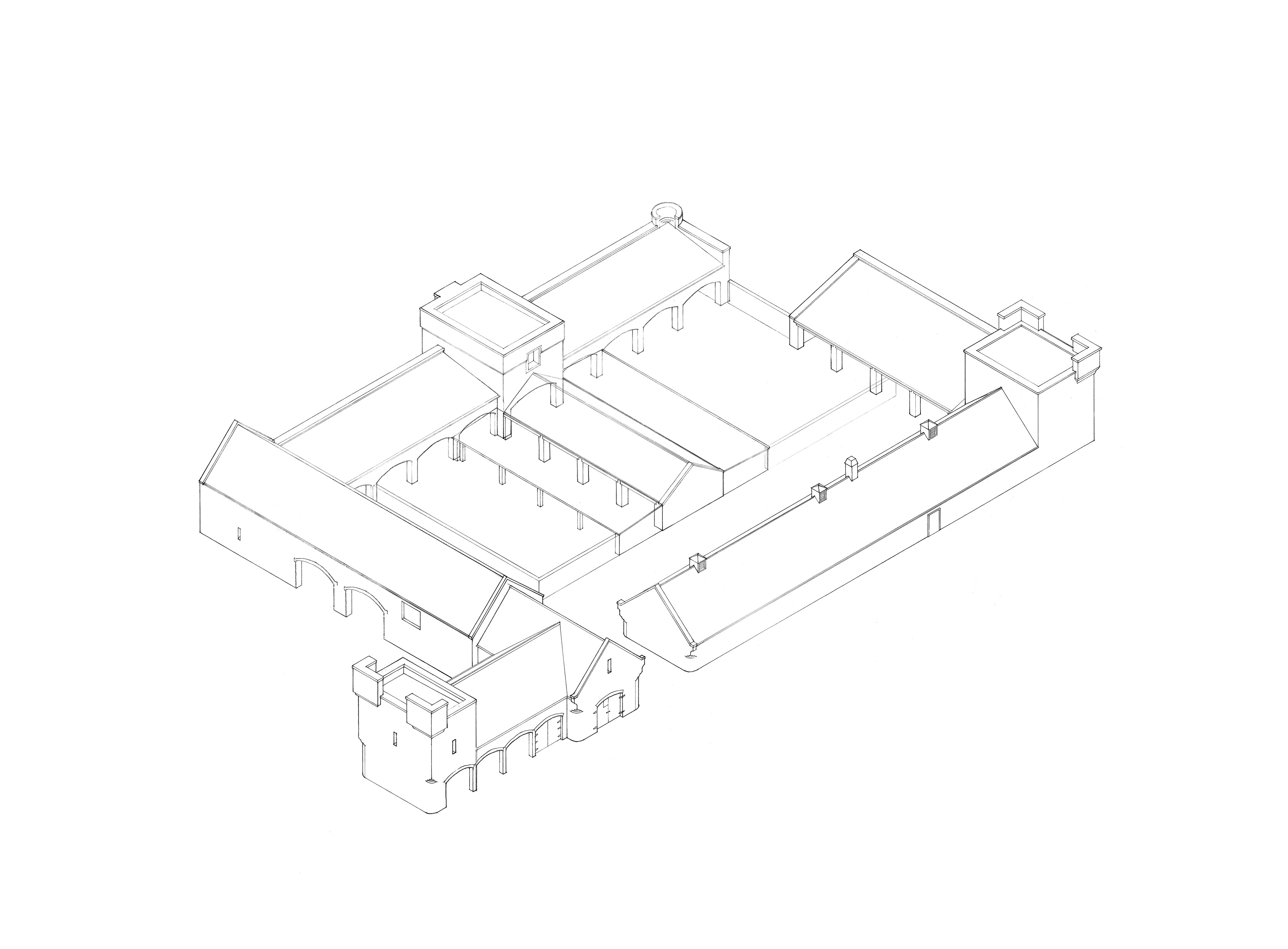 Castle Moffat Steading isometric drawing historic architecture restoration croftworks Scotland