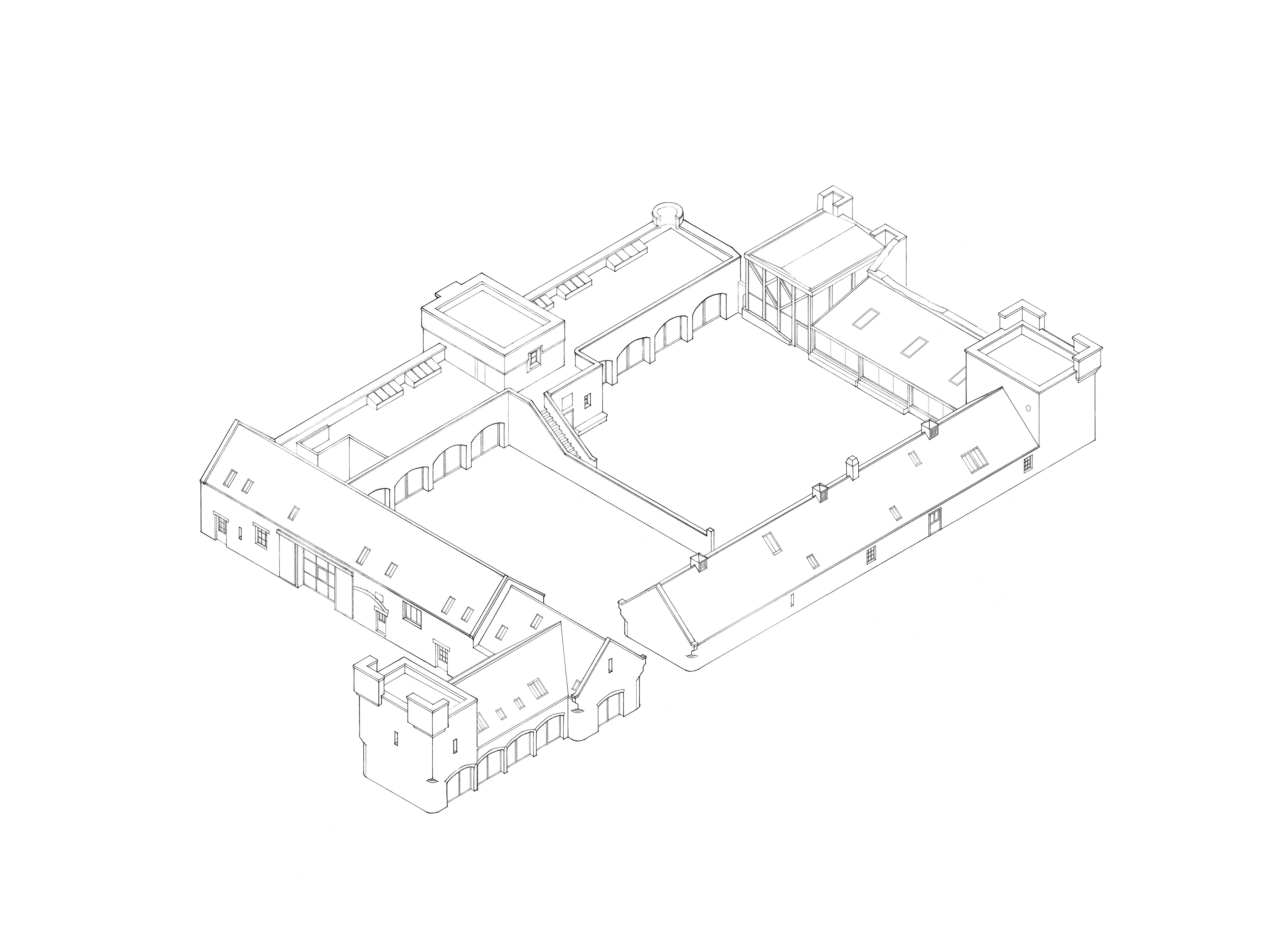 Castle Moffat Steading isometric drawing proposed architecture restoration croftworks Scotland