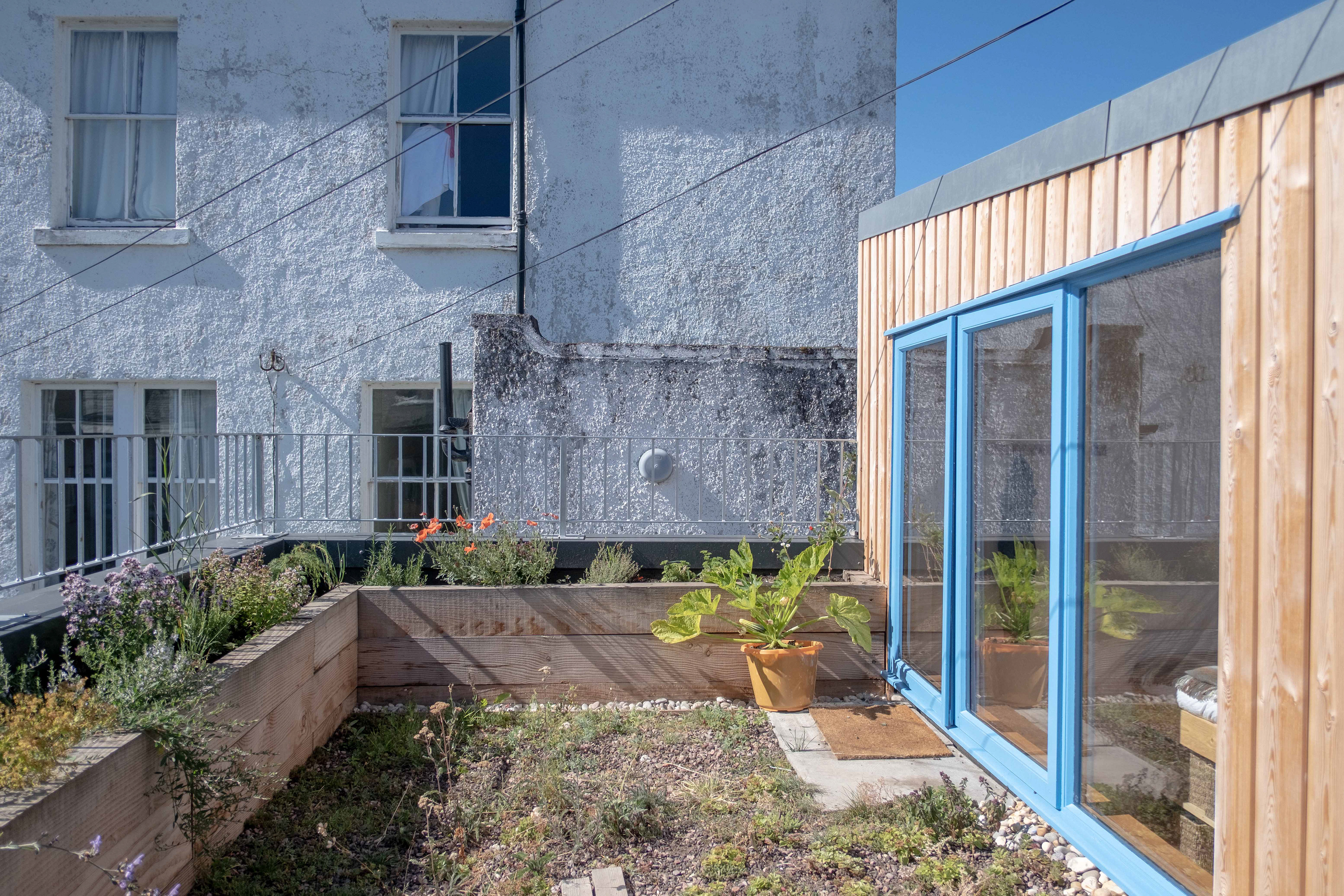 The Lighthouse Edinburgh garage conversion studio house domestic architecture retrofit award Croftworks Scotland roof terrace garden green roof wildflowers