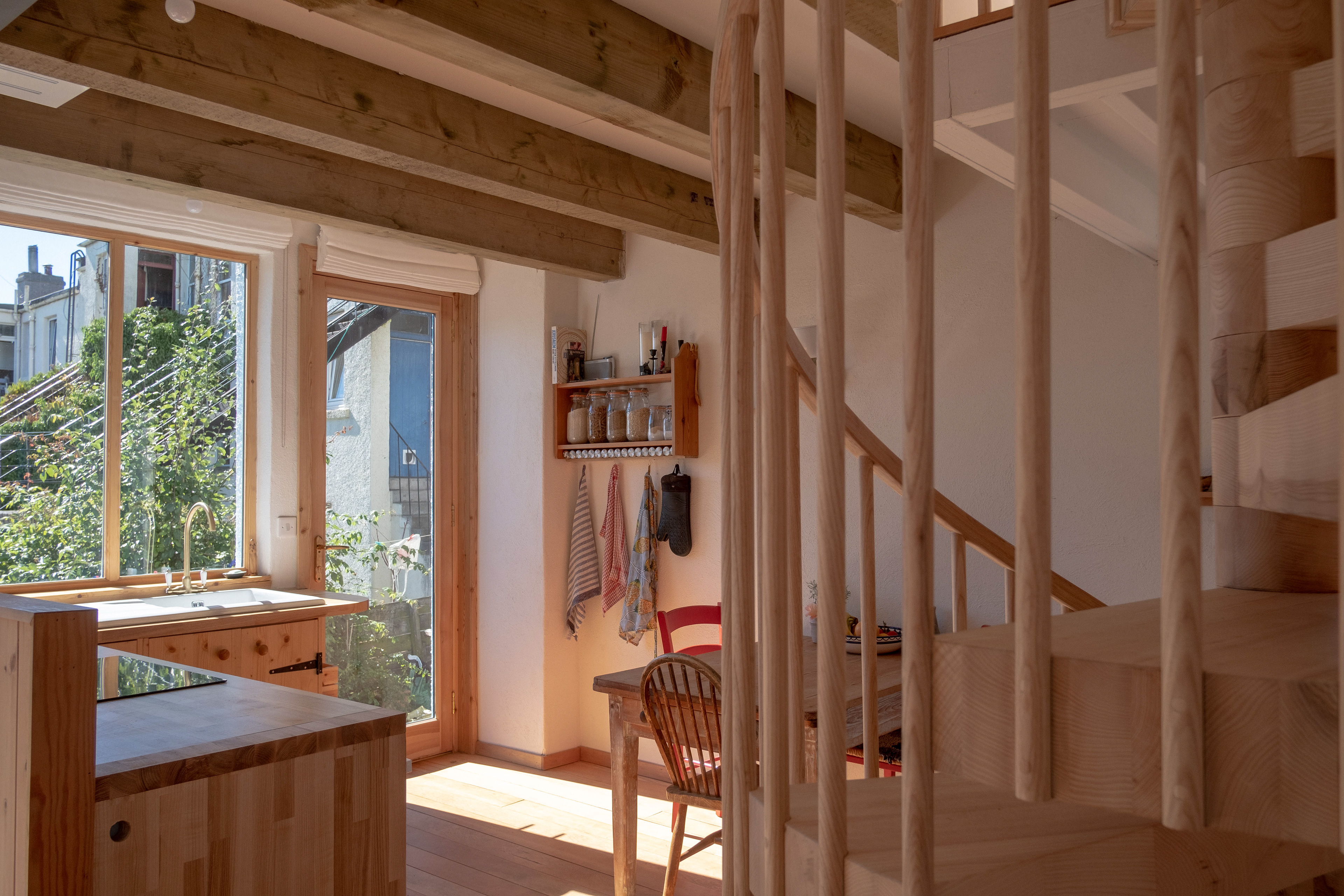 The Lighthouse Edinburgh garage conversion studio house domestic architecture retrofit award Croftworks Scotland interior spiral stair timber