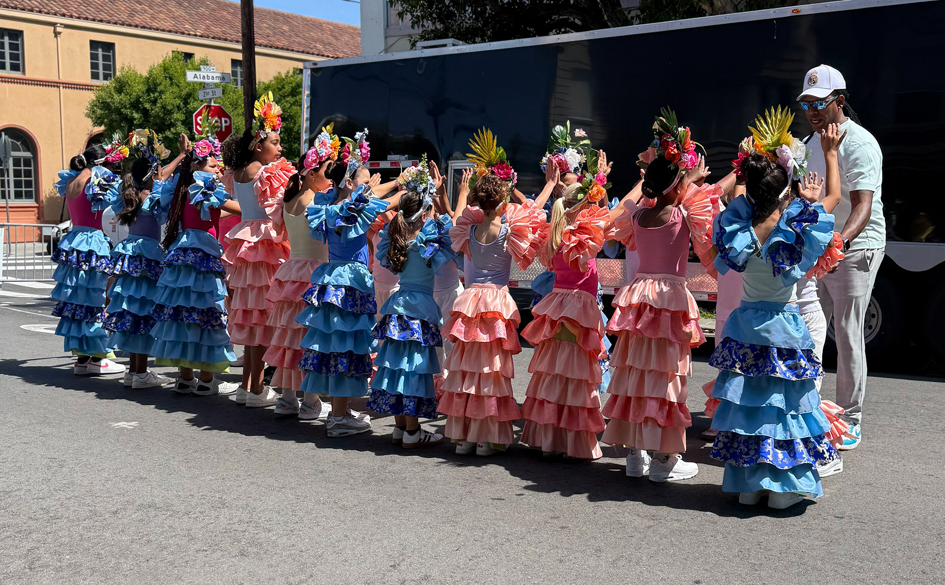 Tiered ruffled armbands and skirts custom made for CubaCaribe dance performance at SF Carnival 2025.