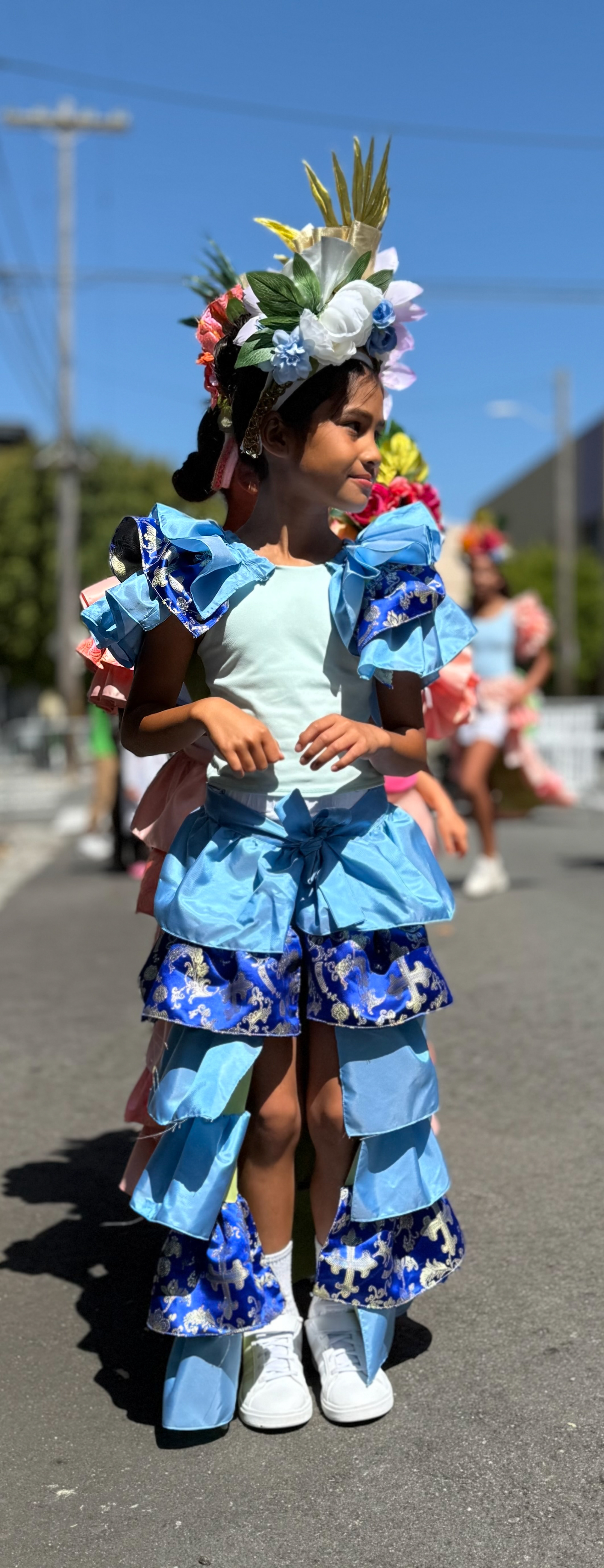 Tiered ruffled armbands and skirts custom made for CubaCaribe dance performance at SF Carnival 2025.