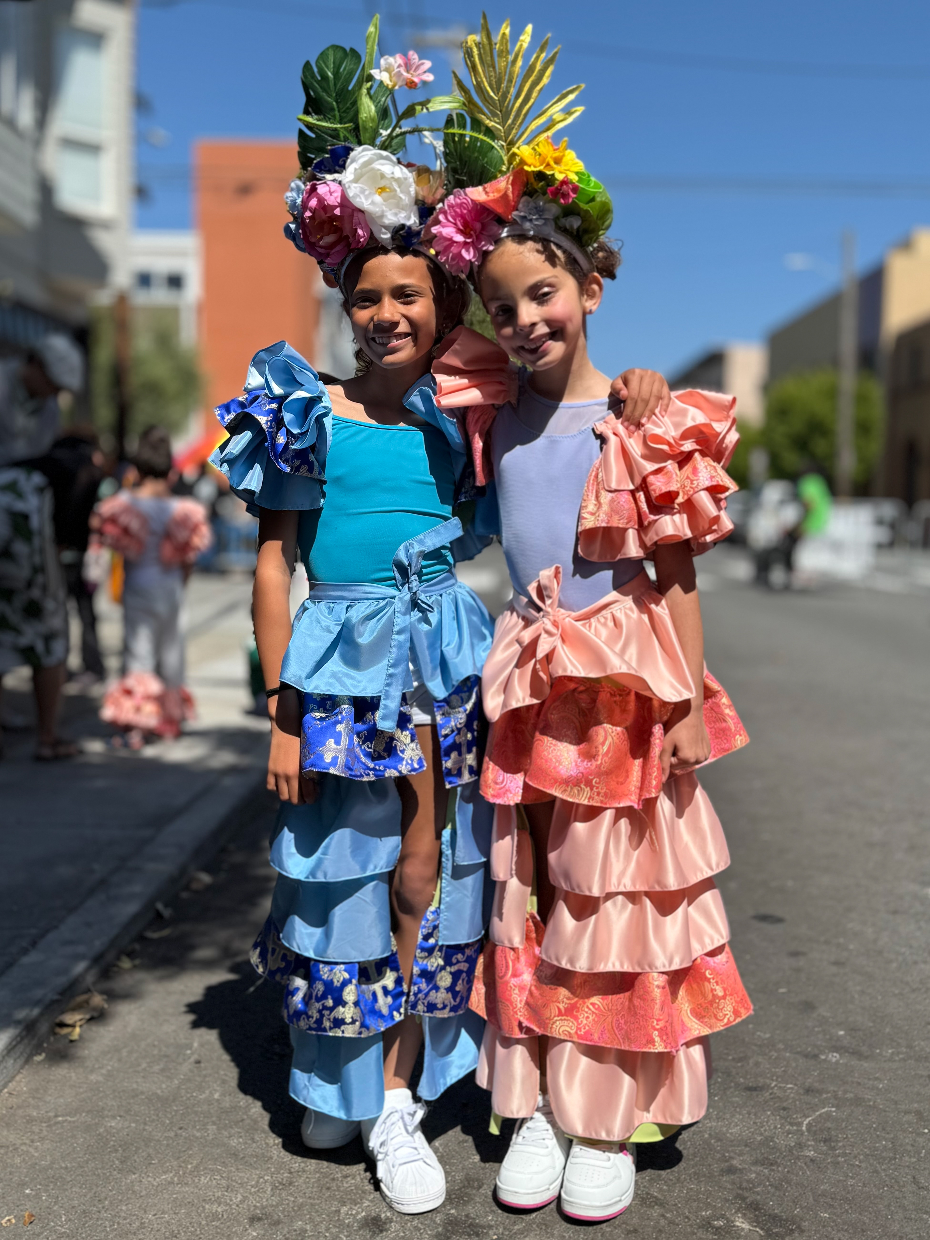 Tiered ruffled armbands and skirts custom made for CubaCaribe dance performance at SF Carnival 2025.