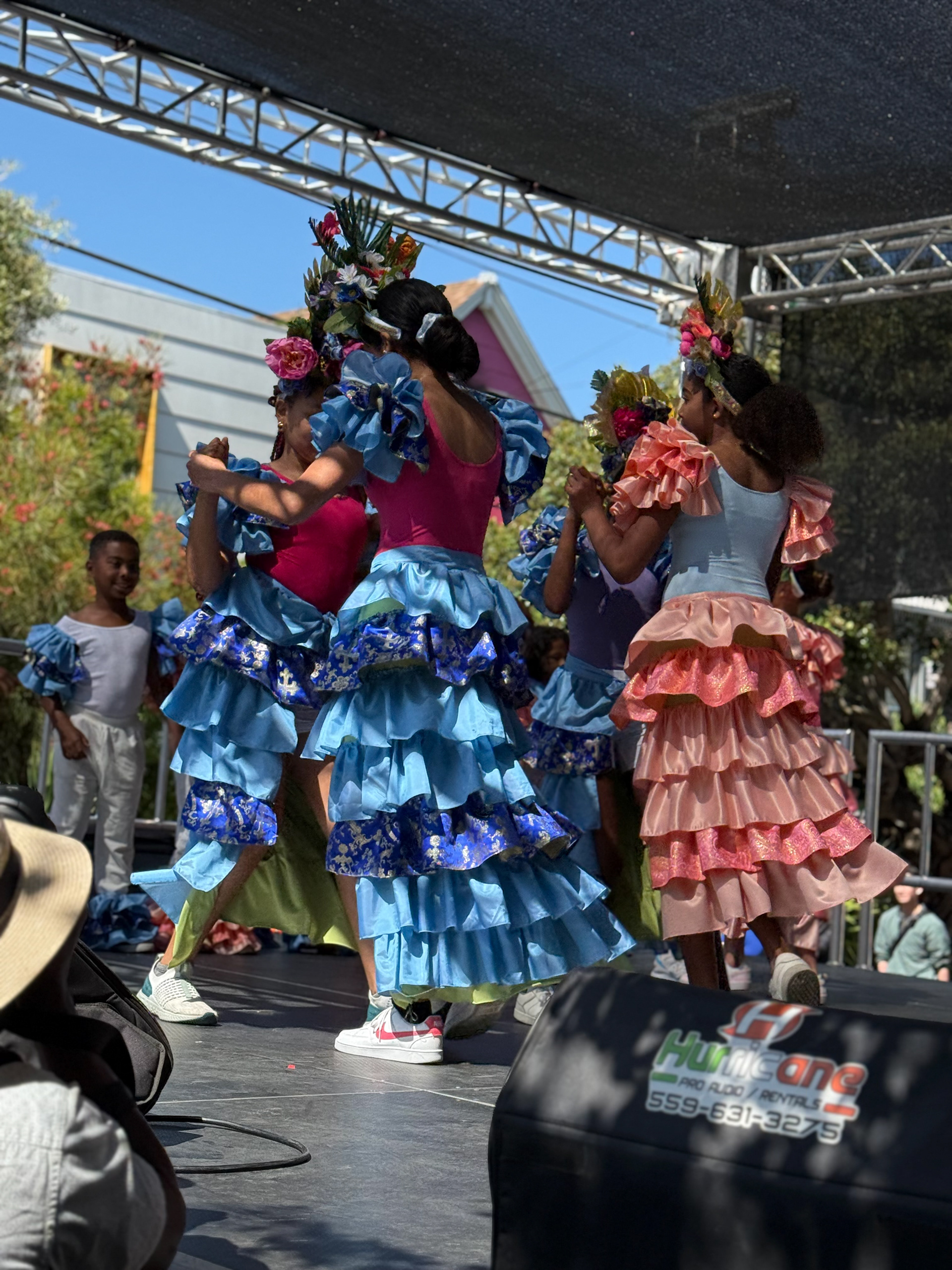 Tiered ruffled armbands and skirts custom made for CubaCaribe dance performance at SF Carnival 2025.