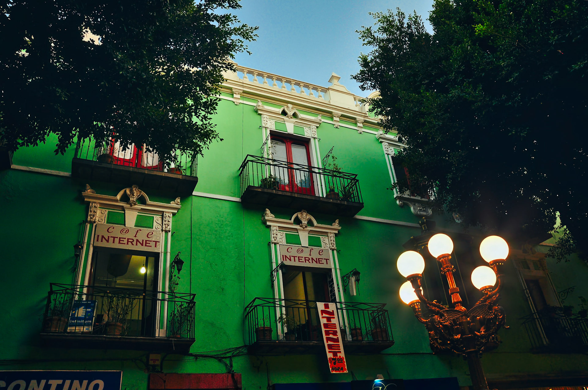 Bâtiment dans une rue de Puebla, Mexique