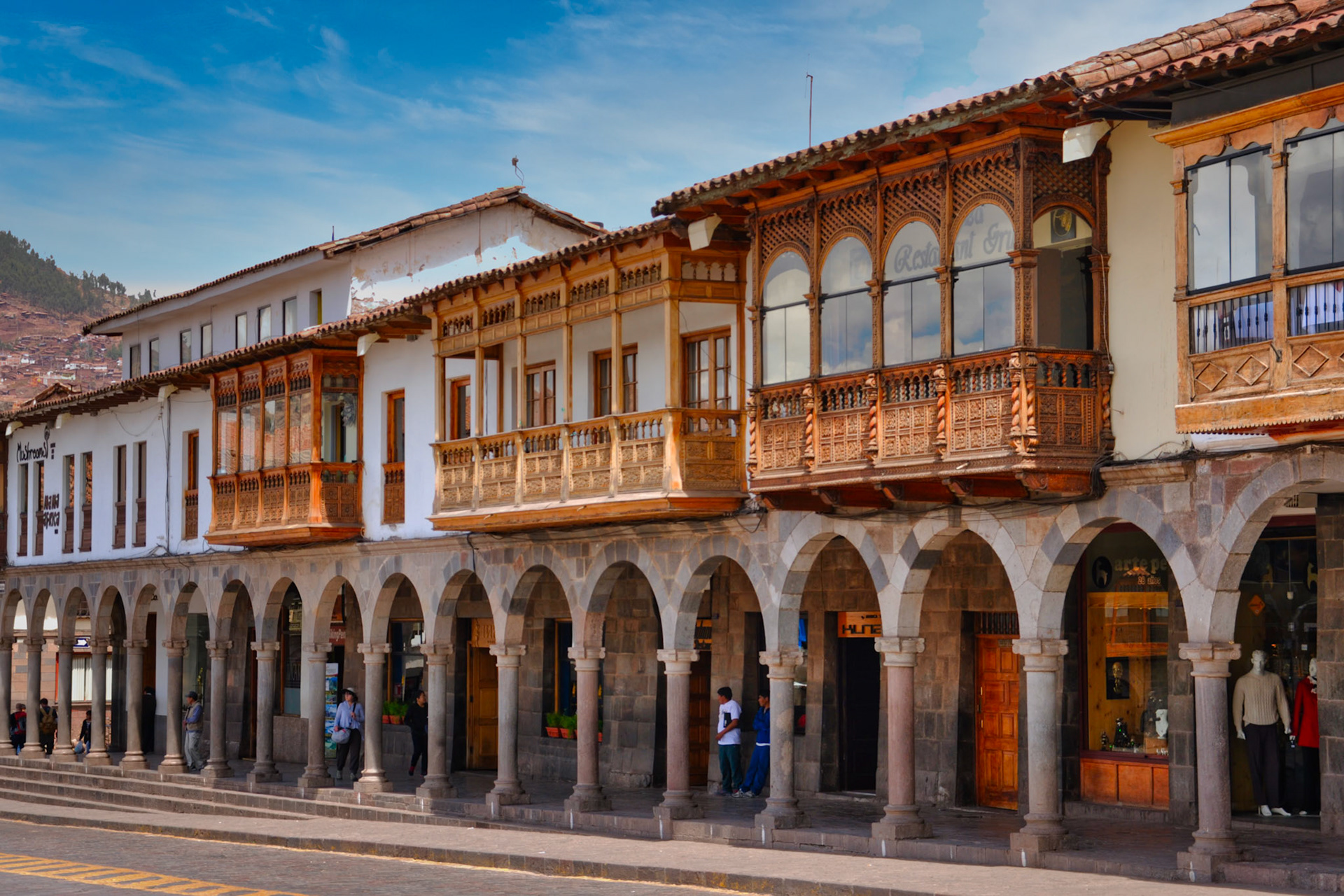 Bâtiments de style colonial, autour de la Place d'Armes de Cuzco, Pérou