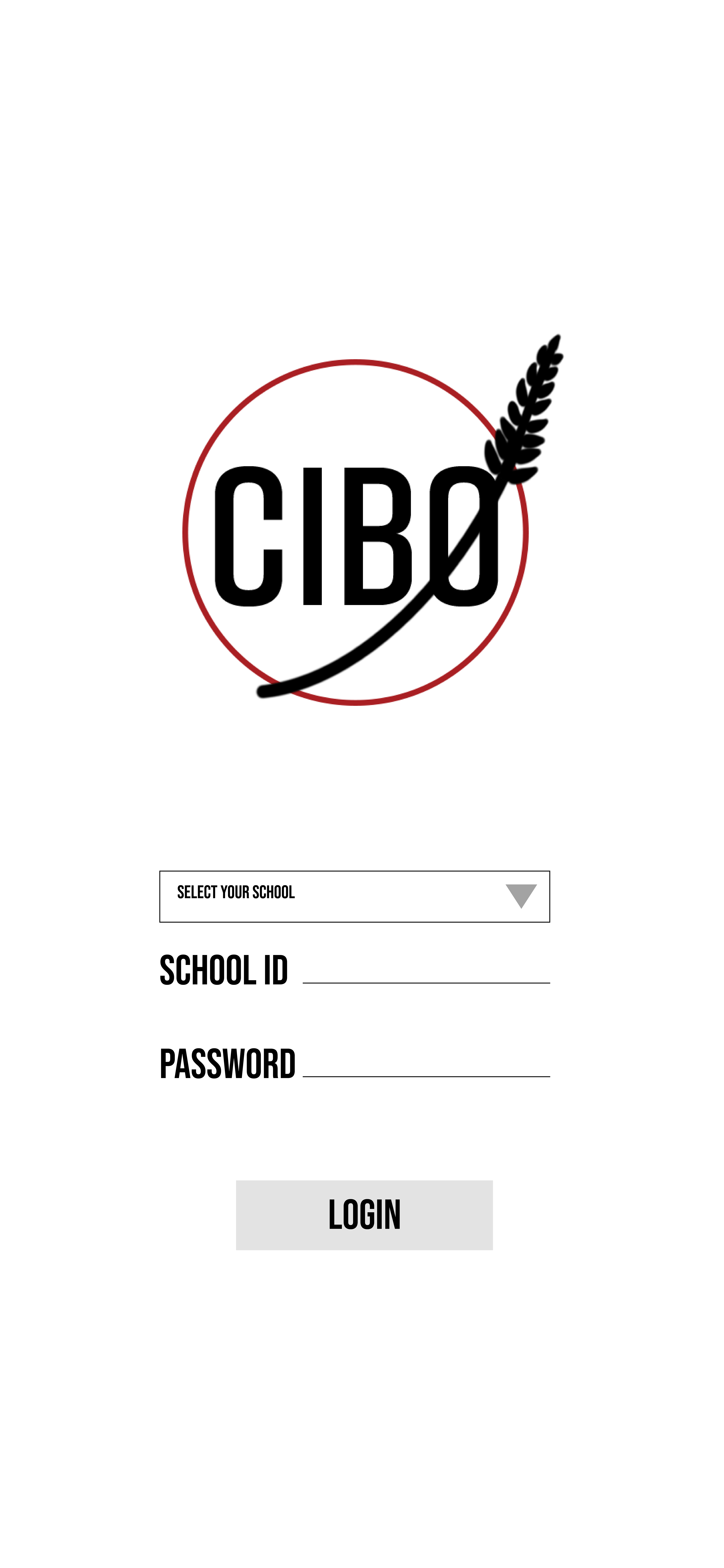 Students pick their school from a dropdown menu and enter their school credentials