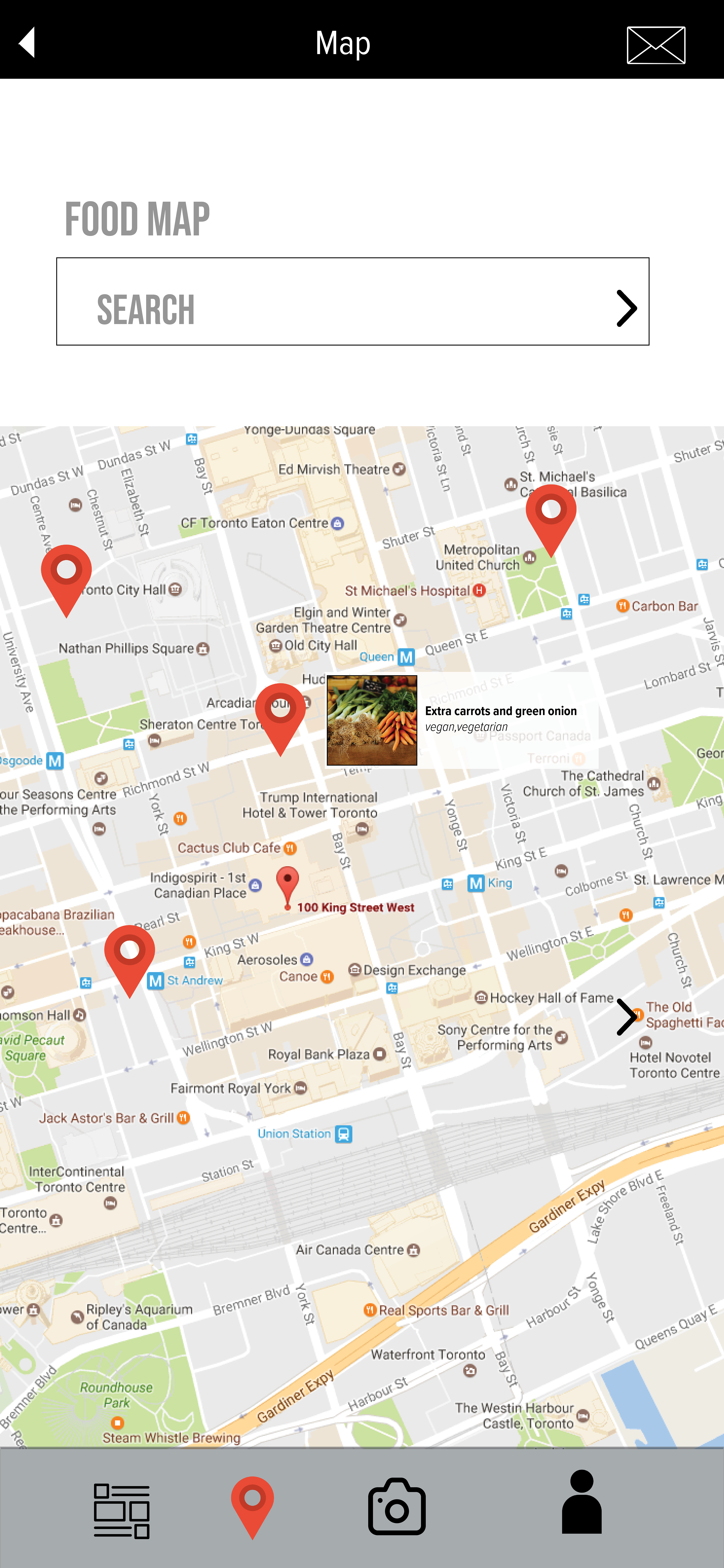 This is the food map where users can see where and when an item is posted. It also shows the information about the item.