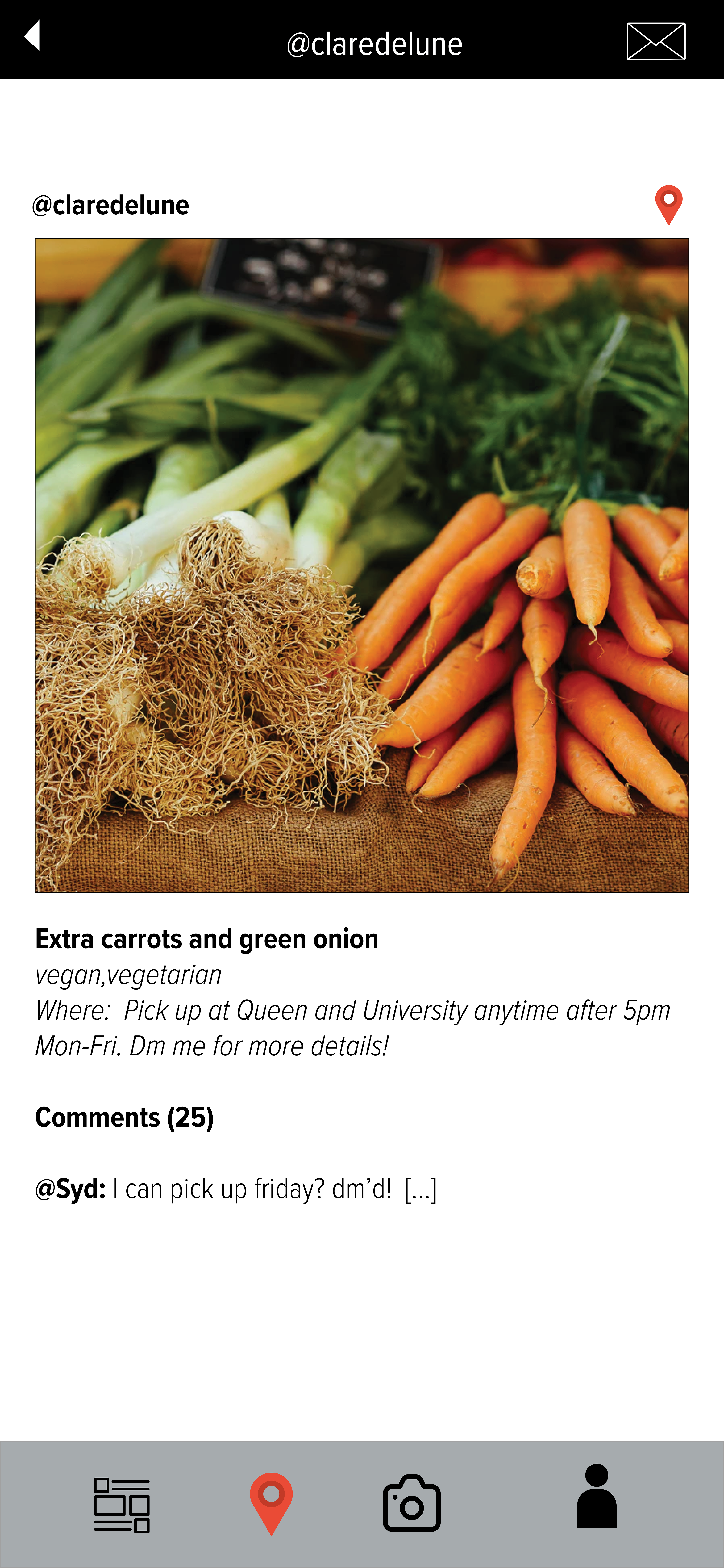The way interactions on Cibo work are through comments and direct messages, just like on most social media sites