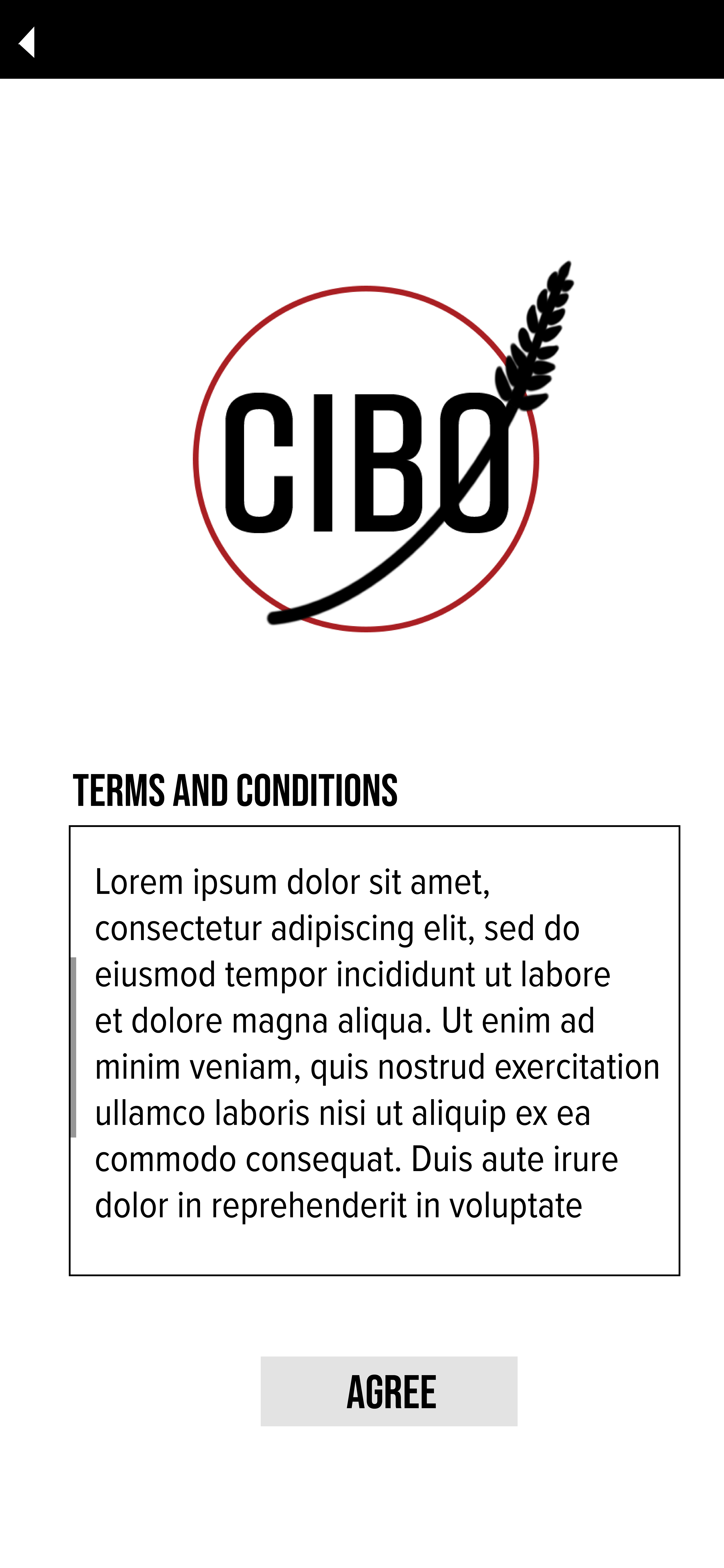 They are then asked to agree to terms and conditions that outline what Cibo is used for and how data is collected