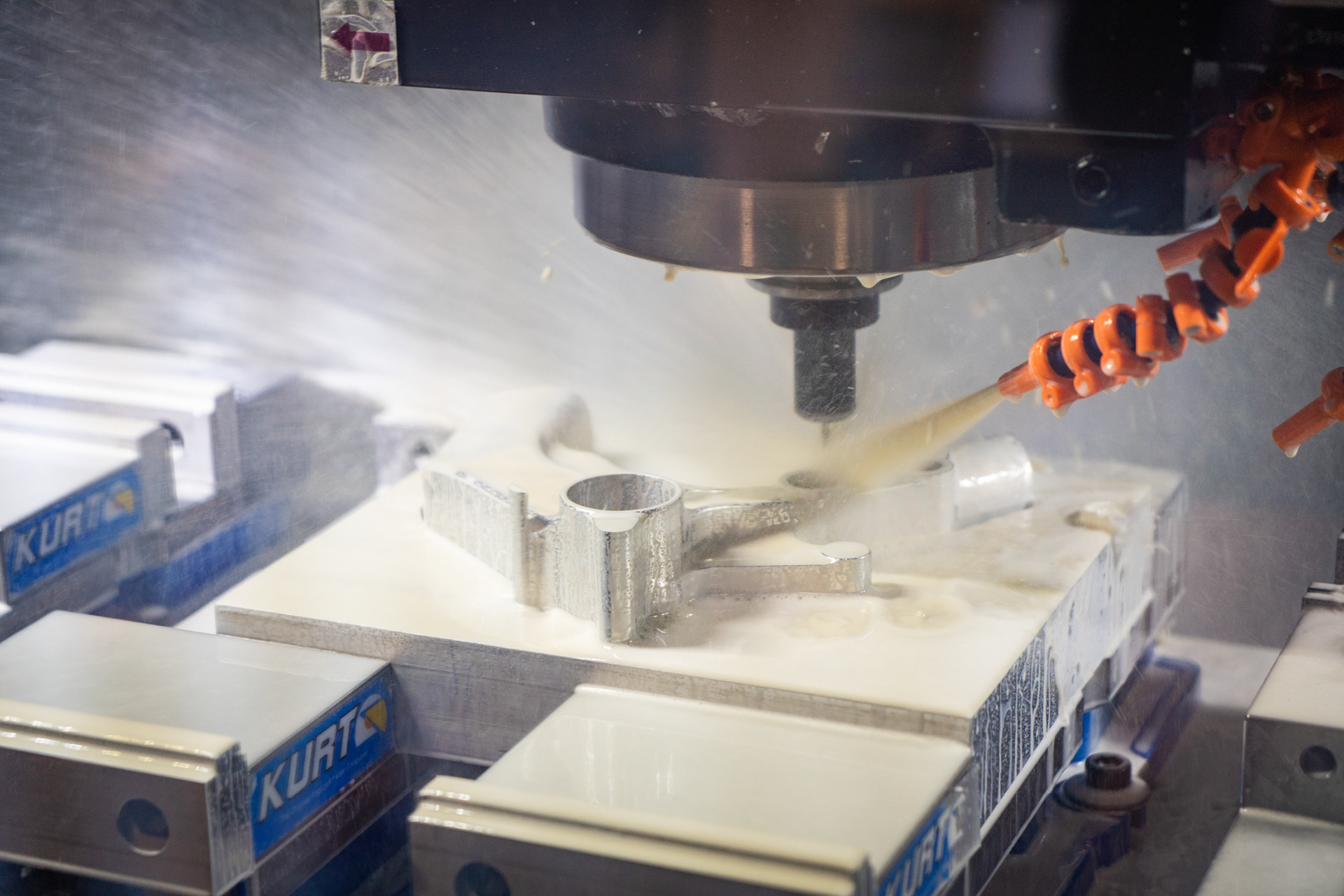 Lugged bottom bracket shell being machined