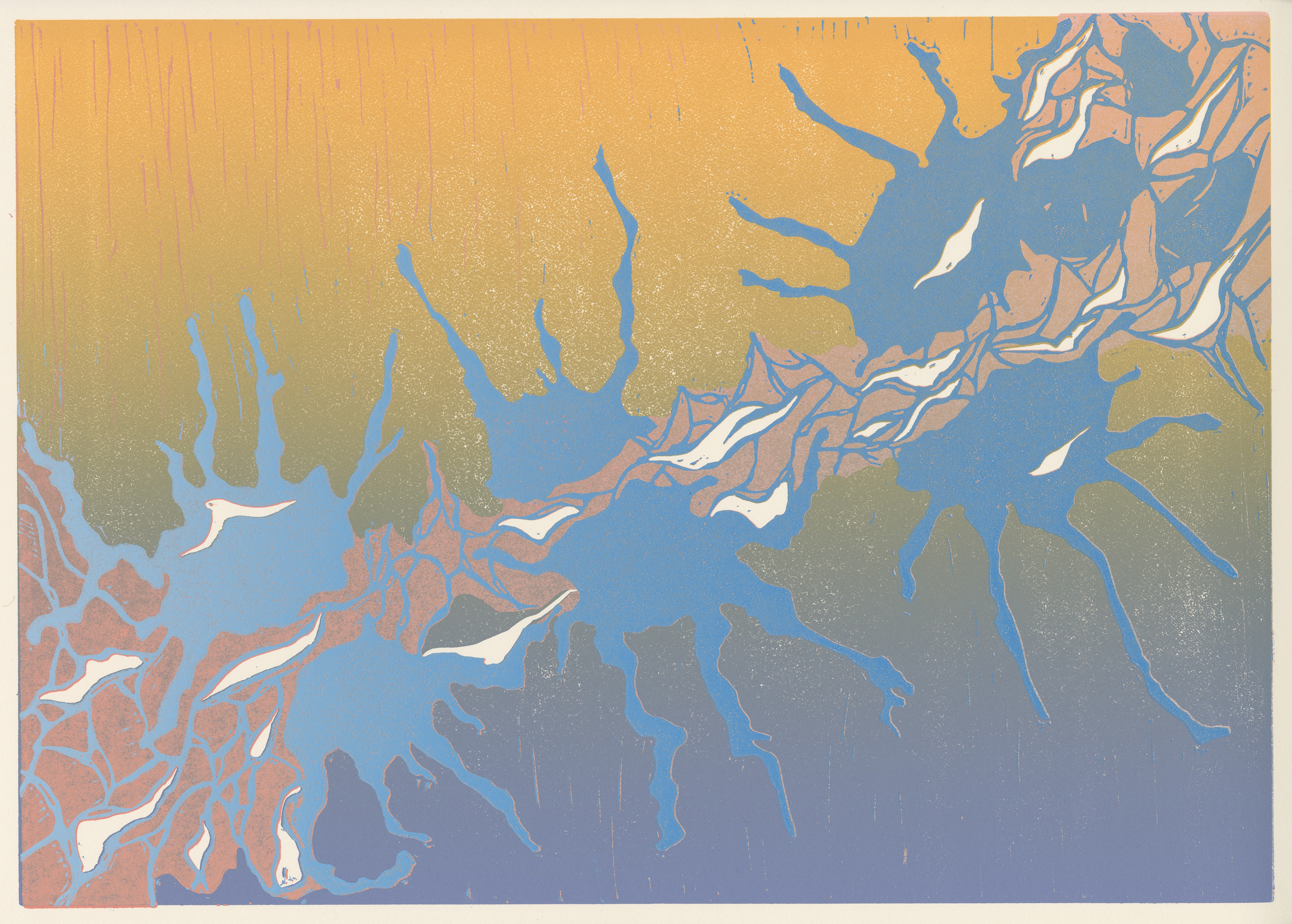 SATTWERDEN:Heile Wunde / Linoldruckserie / 35x50 cm / 2023 
