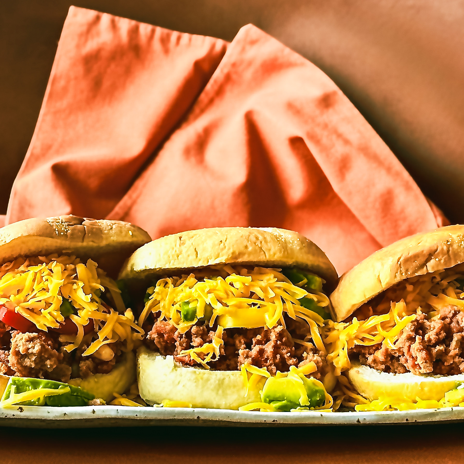 Sloppy Joes on an orange brown background