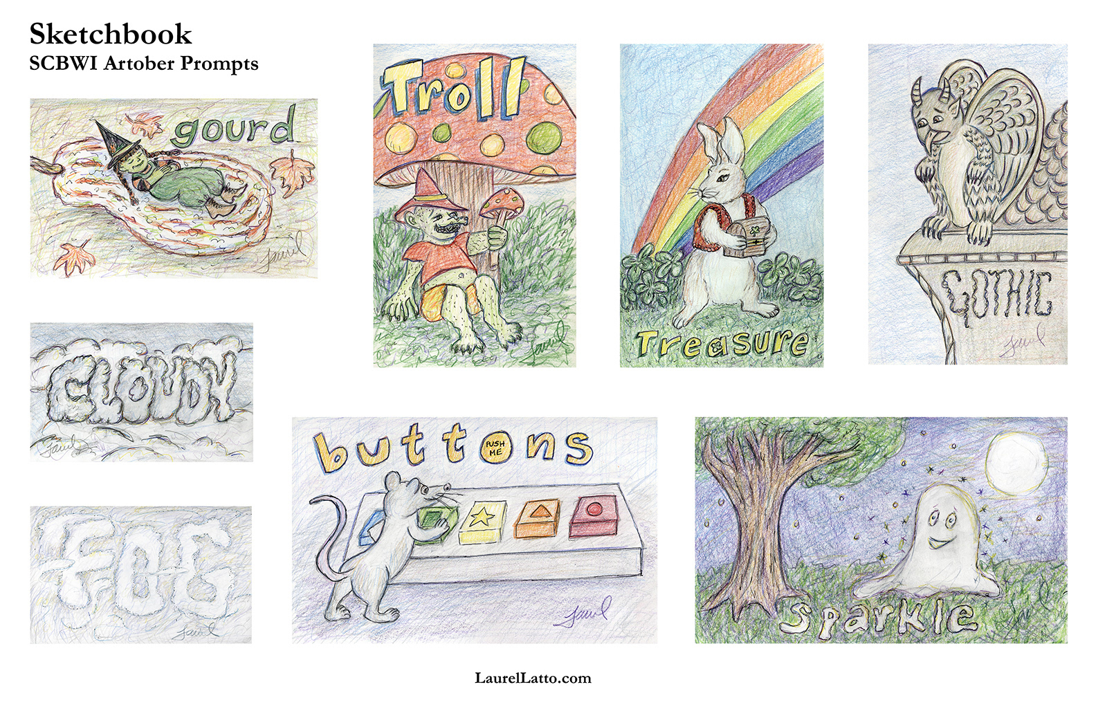 Sketchbook Instagram Word Art Prompts SCBWI Artober