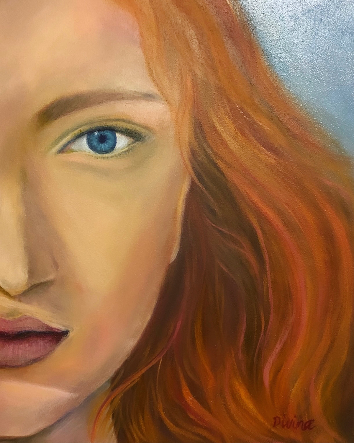 "Young Kate". Inspired from the movie, "Titanic". Mixed media painting on Wood.