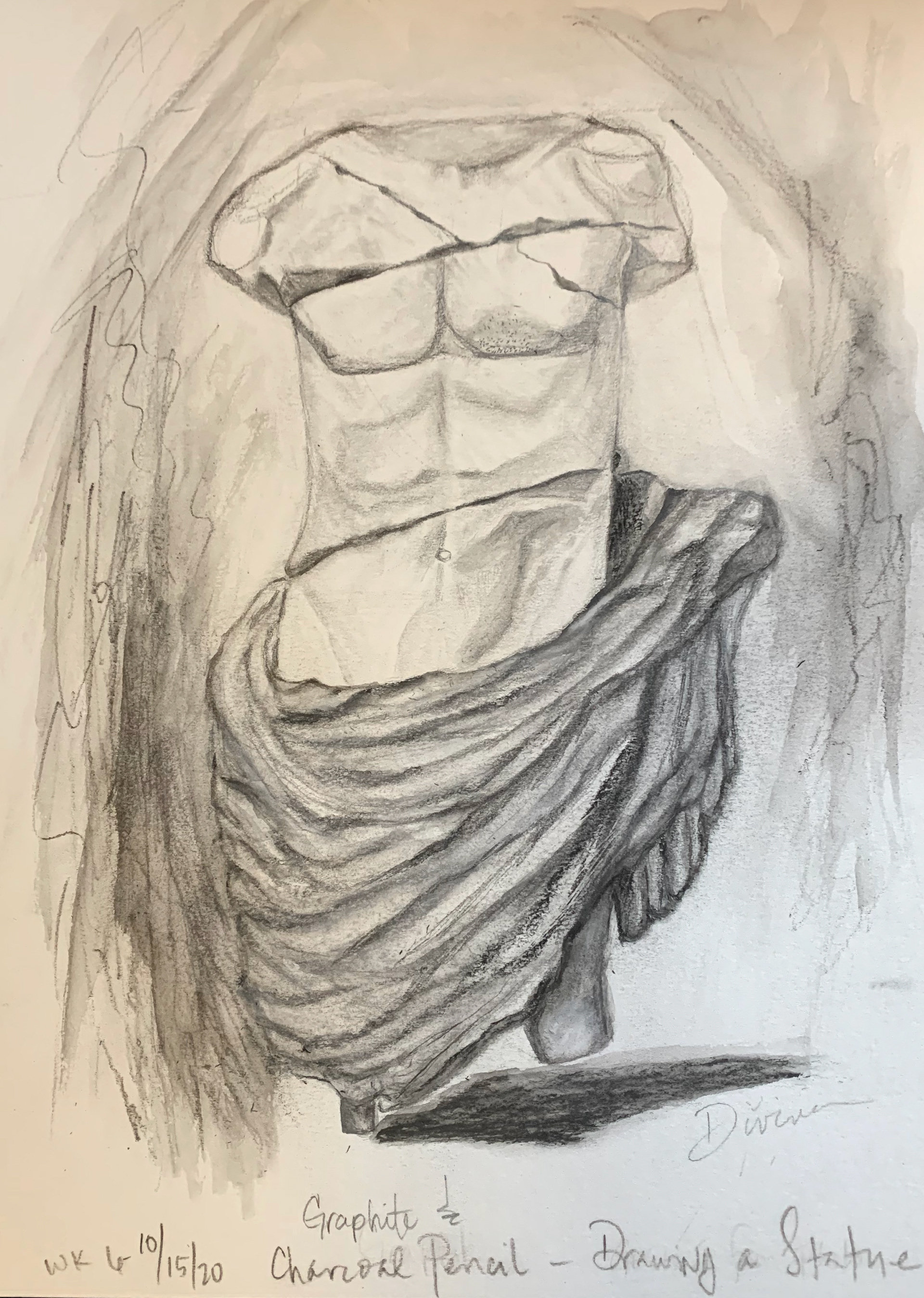 Drawing a statue