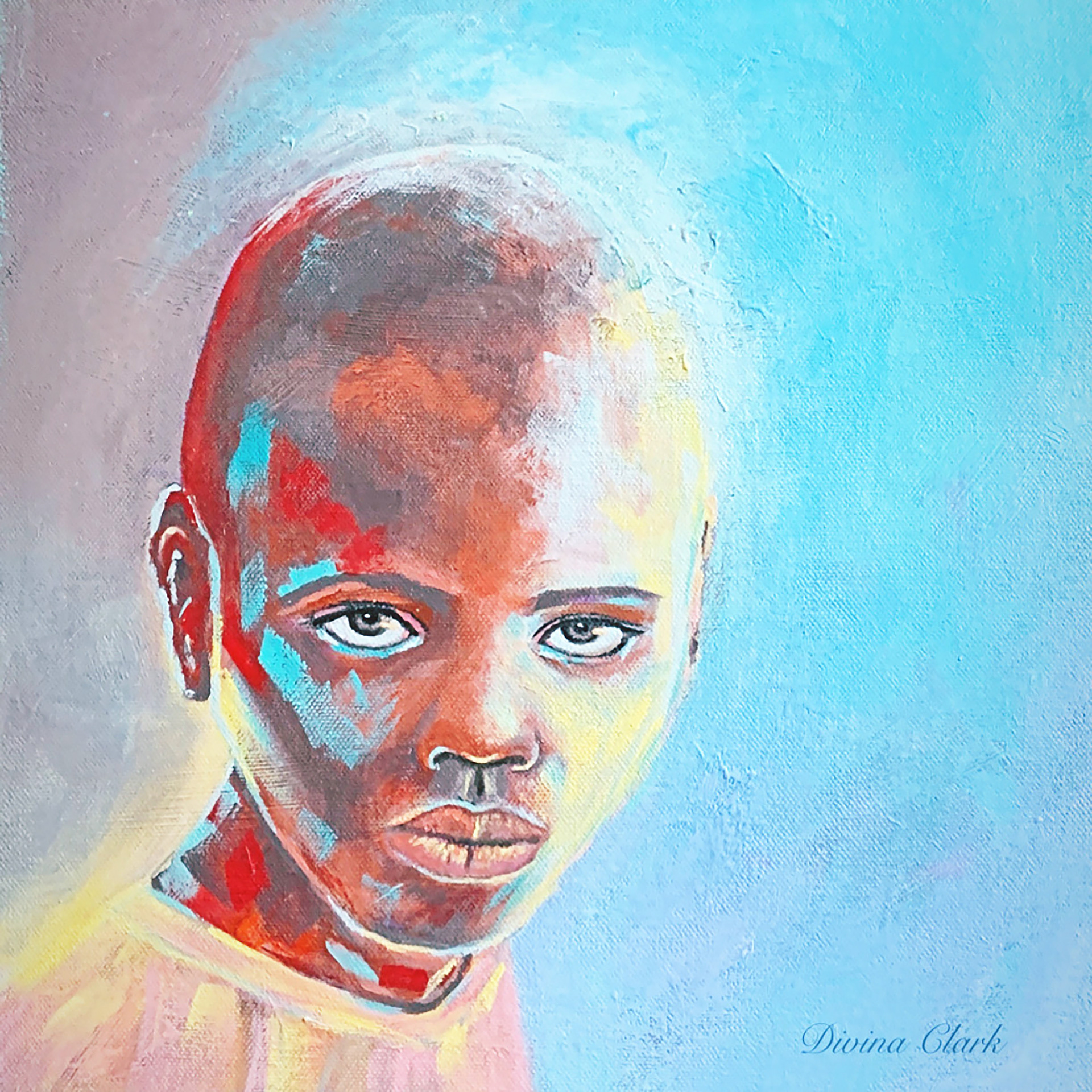 "A Portrait" 12x12-inches wraparound canvas, mixed media painting