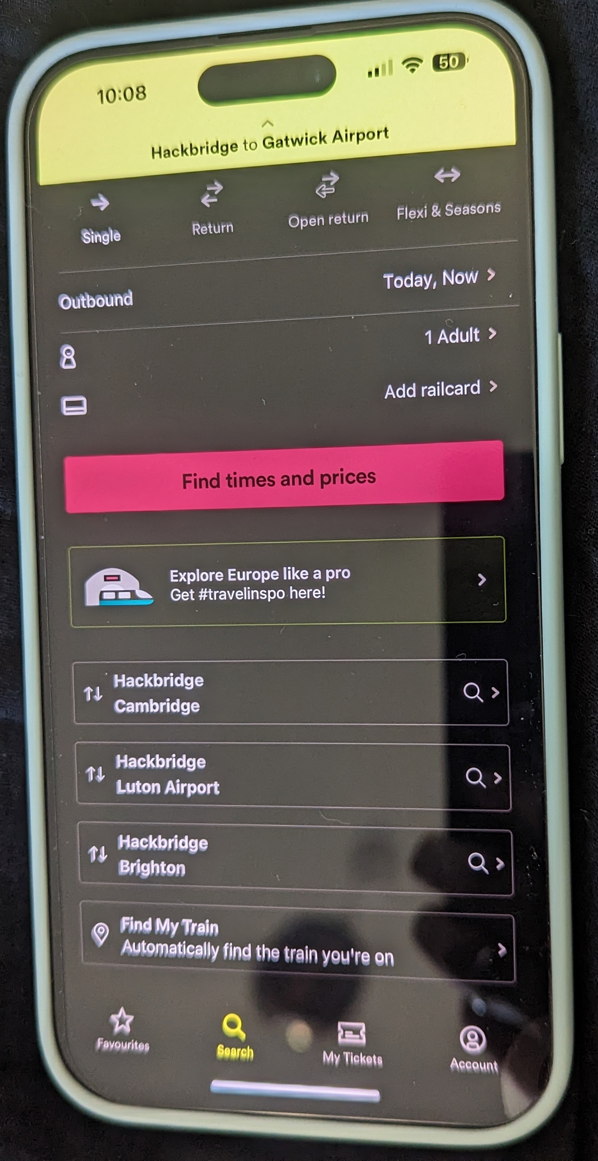 Trainline dark screen on Classic Invert enabled