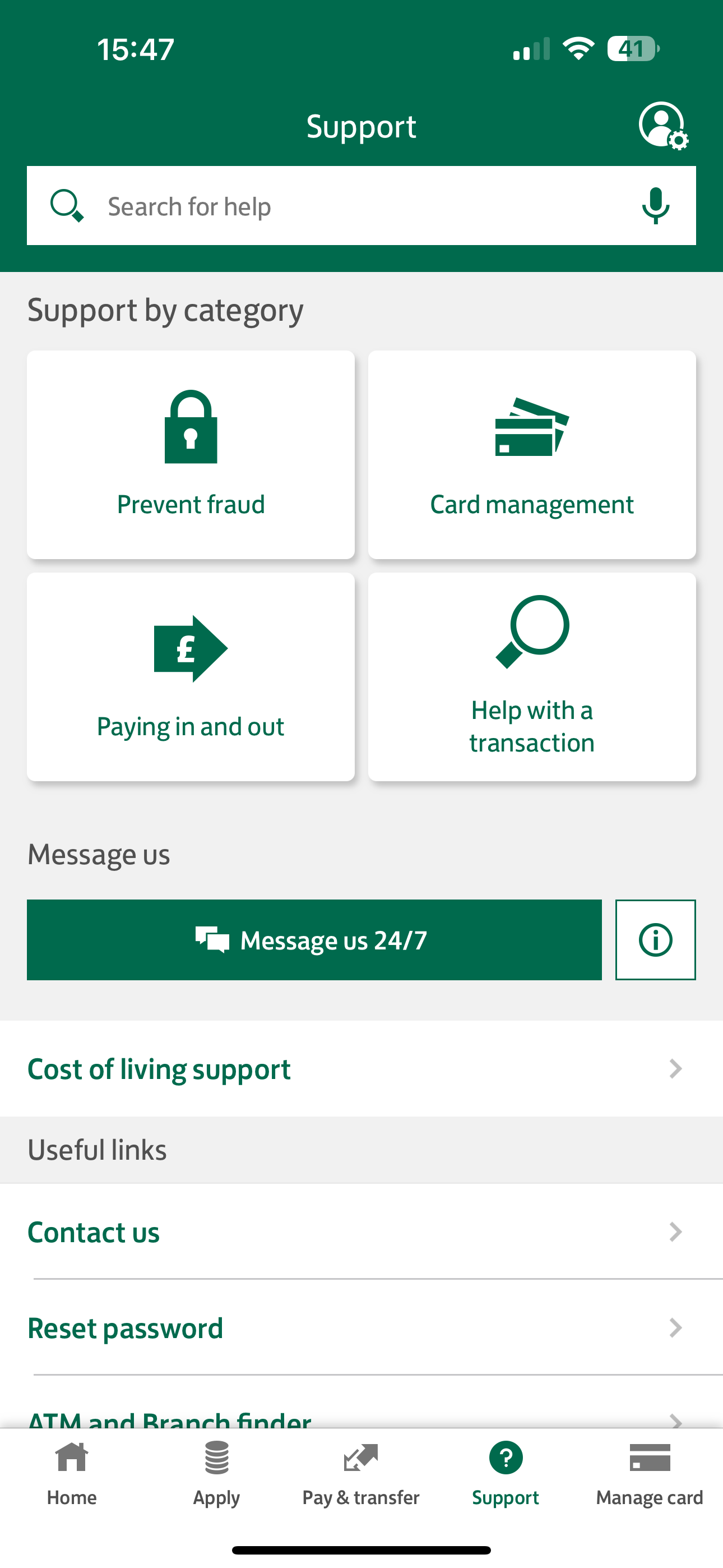 Light Lloyds screen in Dark Mode enabled