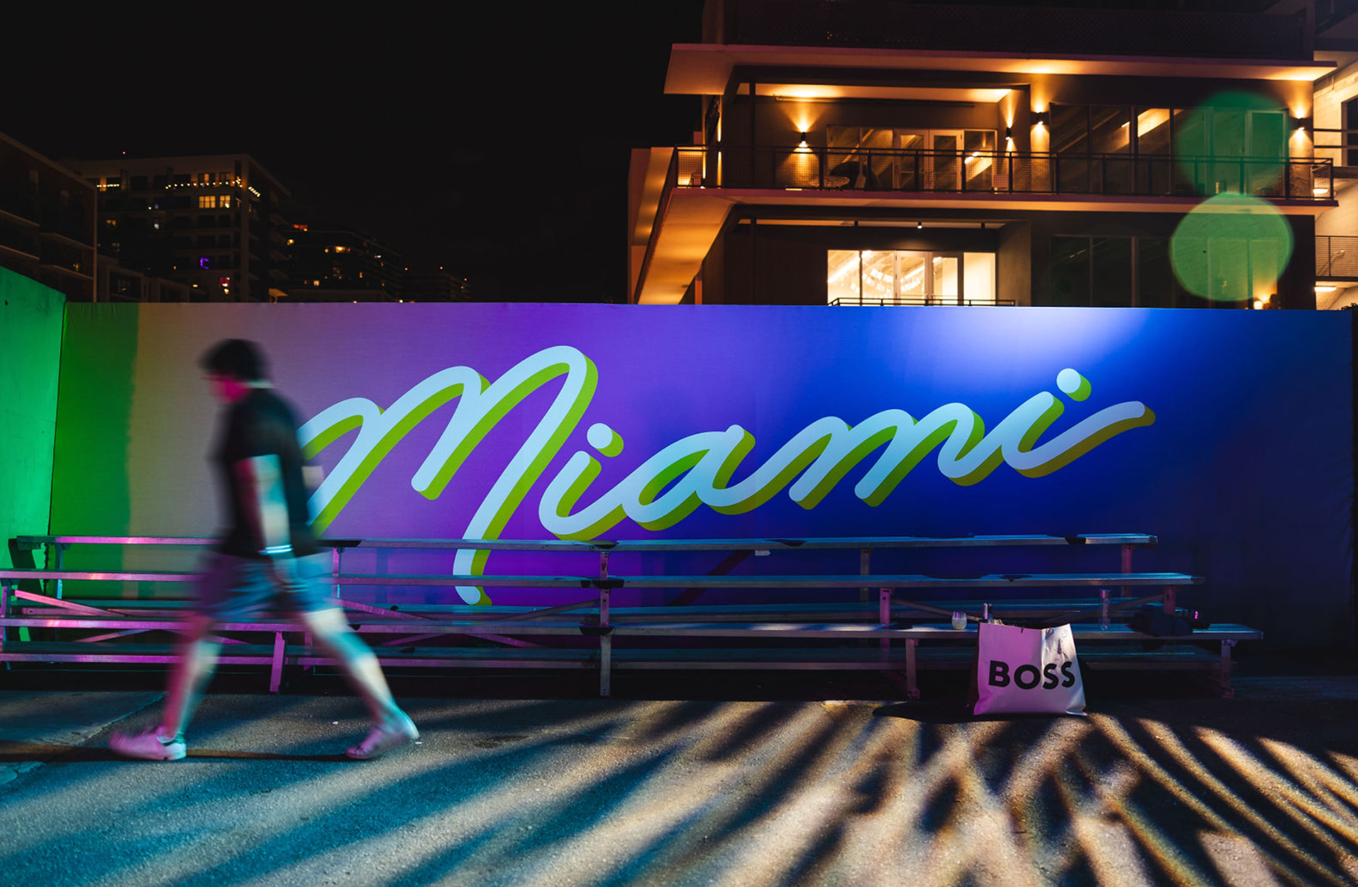 Miami Printed Mural at Night