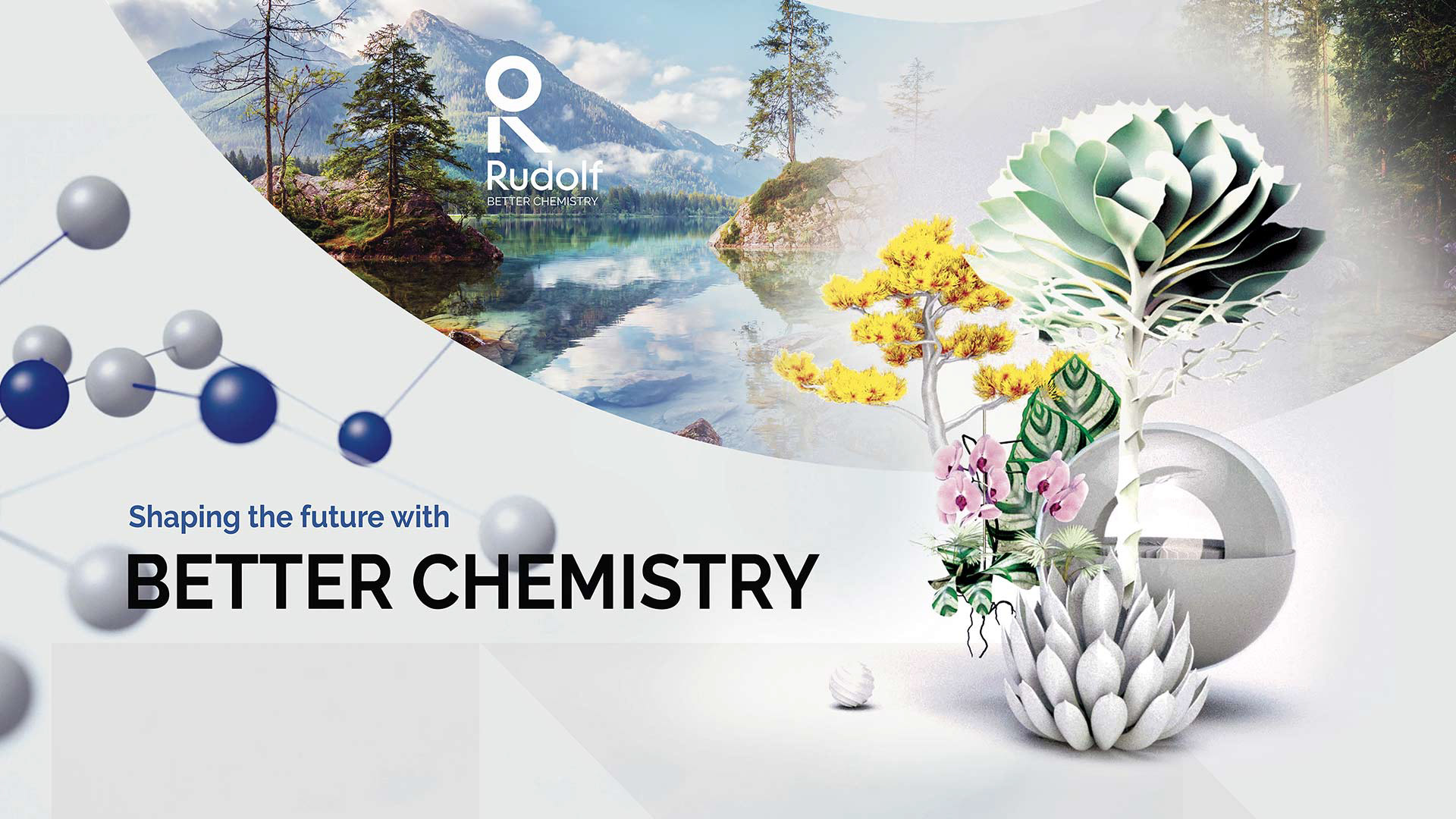 Rudolf. Better Chemistry. Corporate Stand Graphics Design. ITMA 2023. Milano. Sustainable journey textile industry. Emocion Graphics. Rob Adalierd. Milan. Italy. 2023