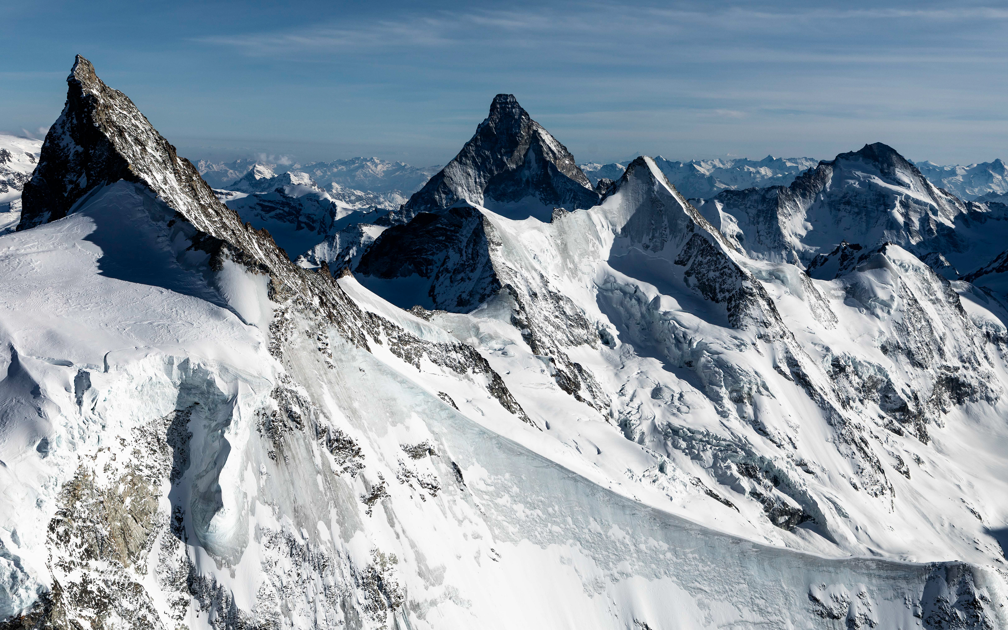 From l-r: Trifthorn, Ober Gabelhorn, Matterhorn, Valais, Switzerland
