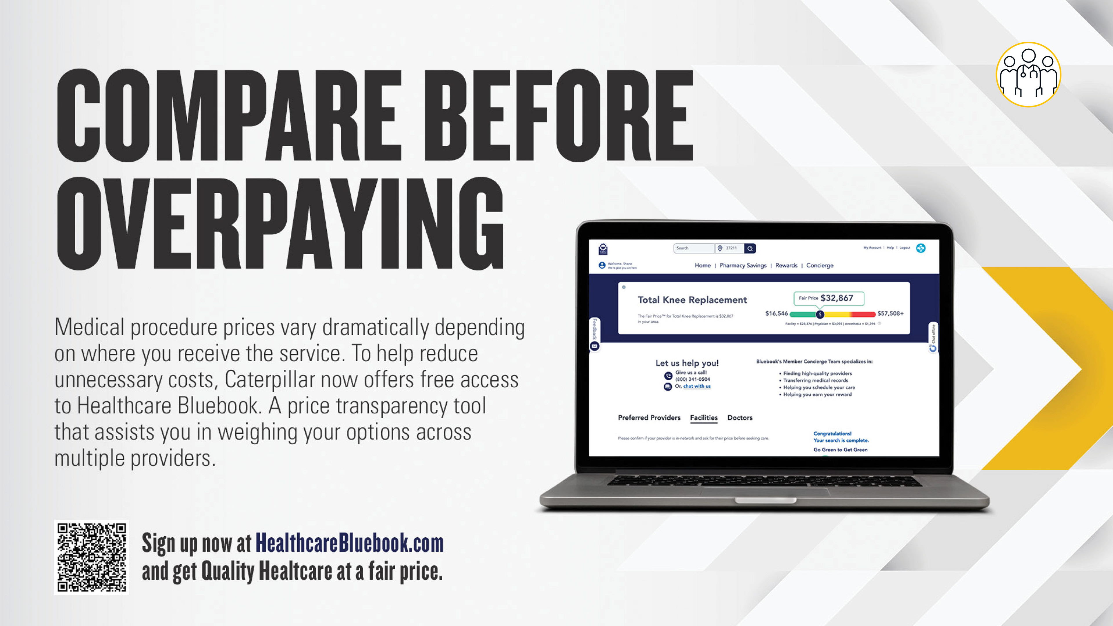 Healthcare Bluebook Facility Screen based on the Moodboard.