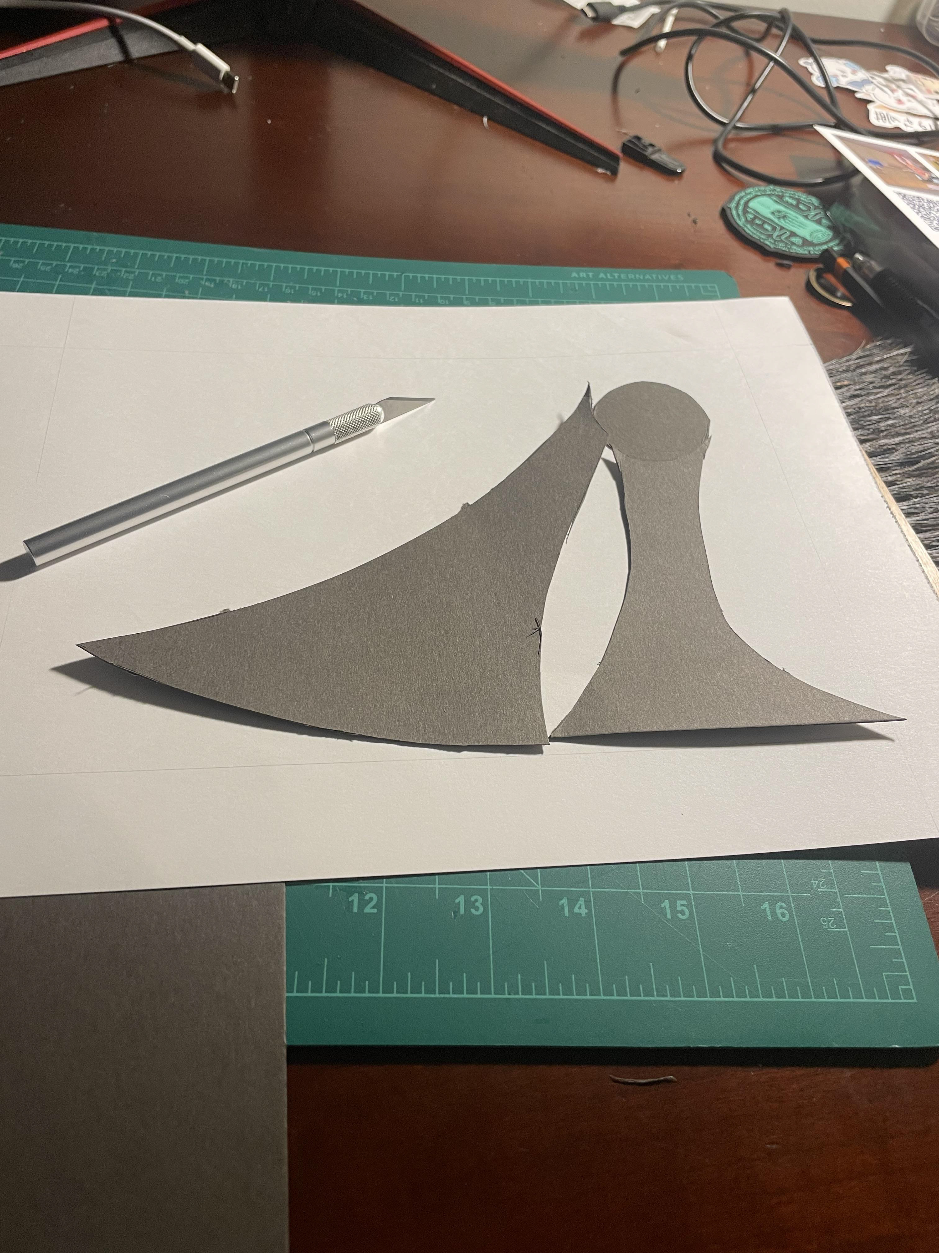 Assembled using X-ACTO knife, glue, and white poster board