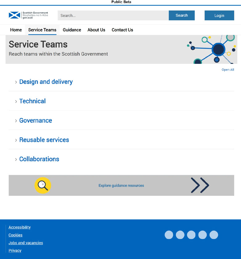 Improved service teams page, aligned to user needs