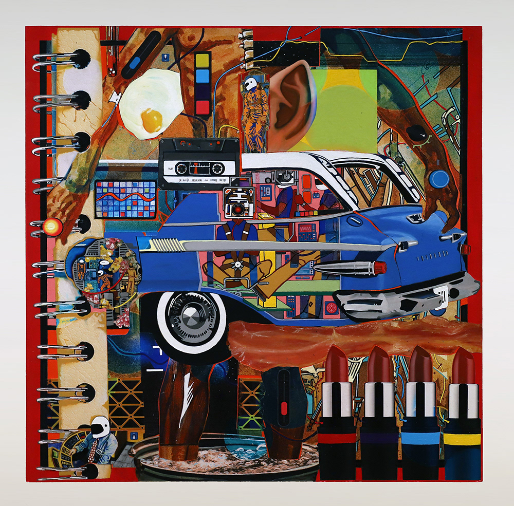 Pigment Ink print, acrylic, india ink, wood panel 4'x4' (2025)