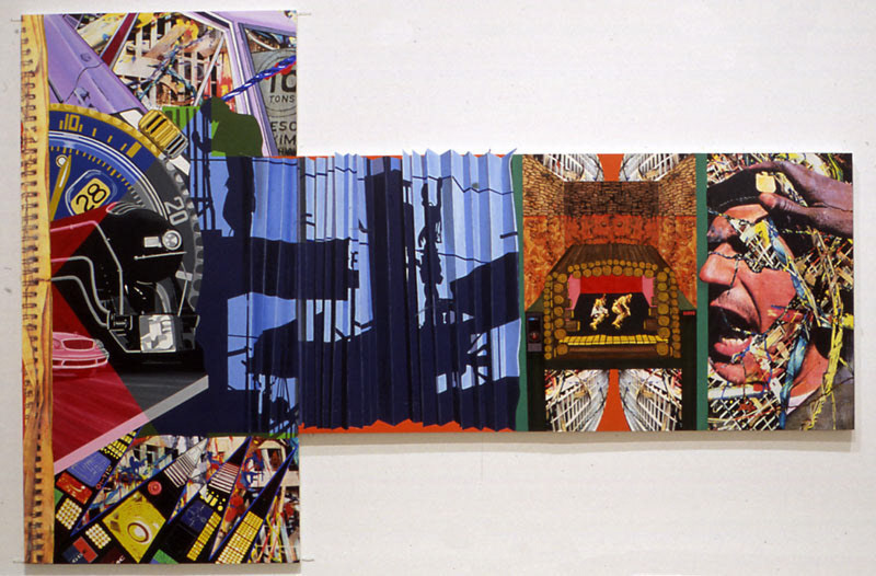 Acrylic, pigment ink print, wood panel, painted on 2 8'x4' wood panels (2004)
