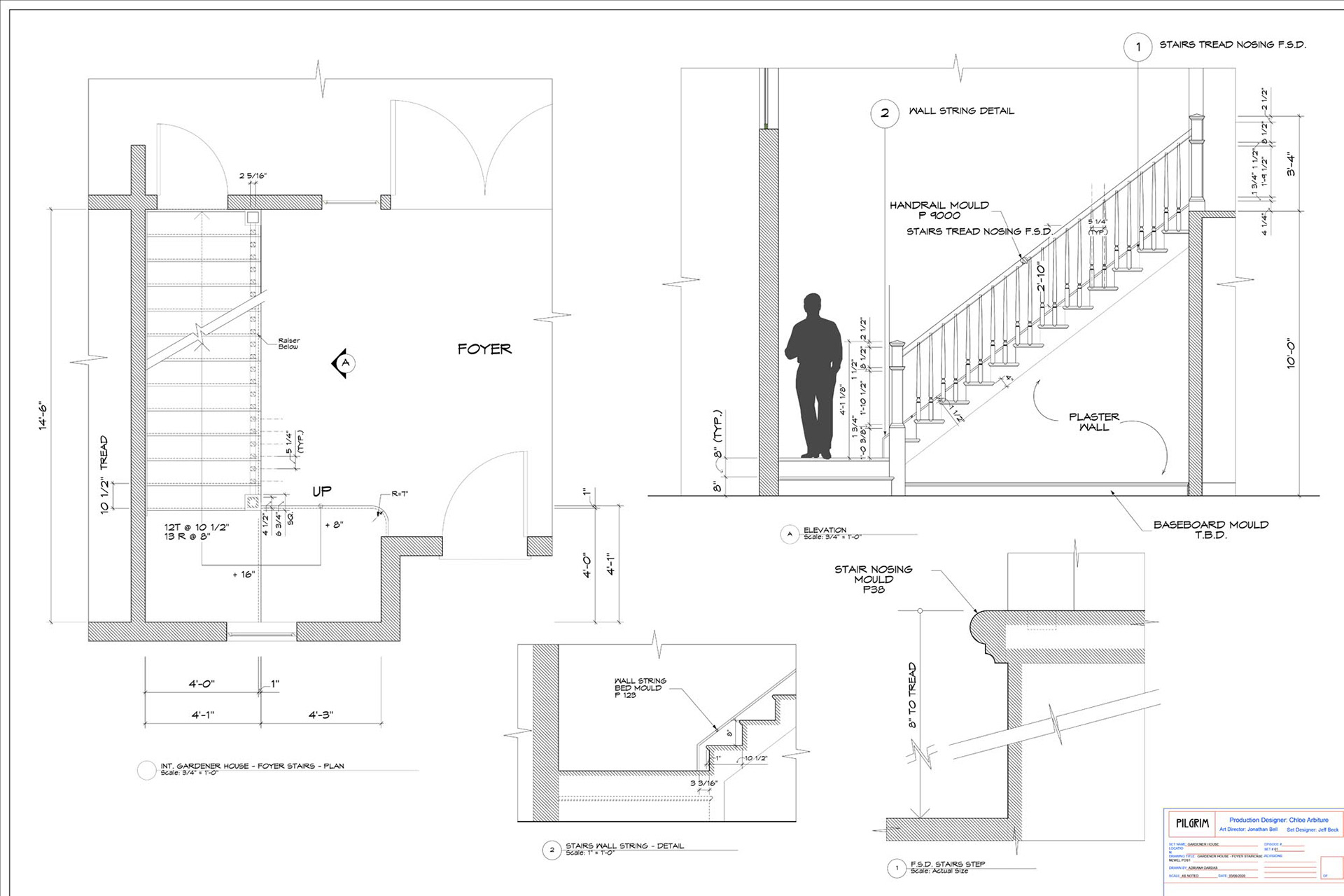 FOYER STAIRCASE - PLAN - ELEVATION - DETAILS