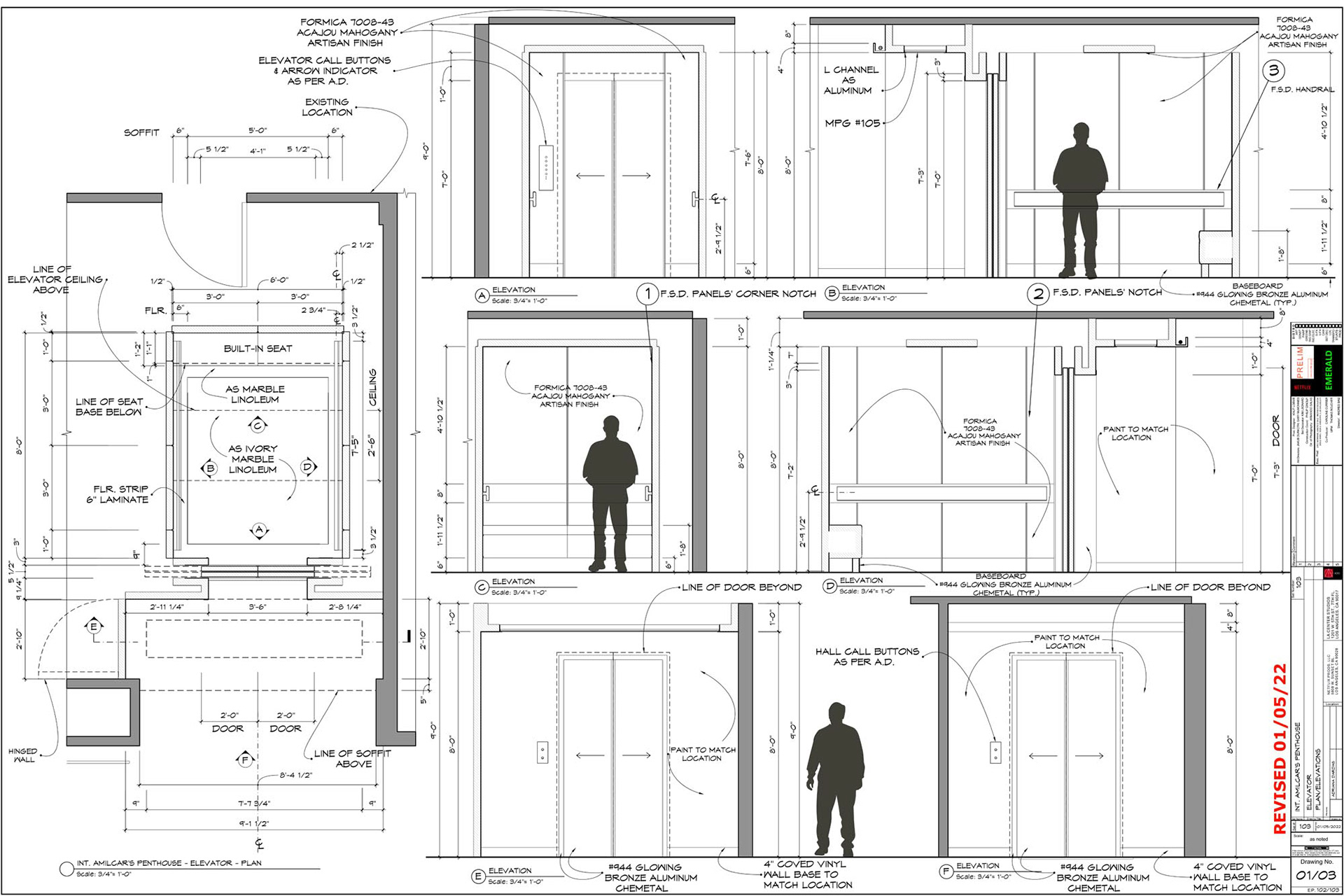 ELEVATOR PLAN - ELEVATIONS