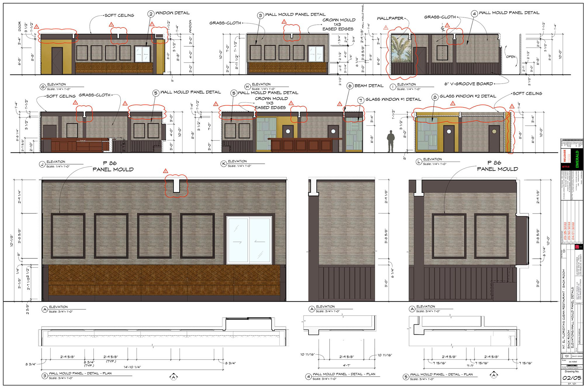 ELEVATIONS - WALL MOULD PANEL DETAIL