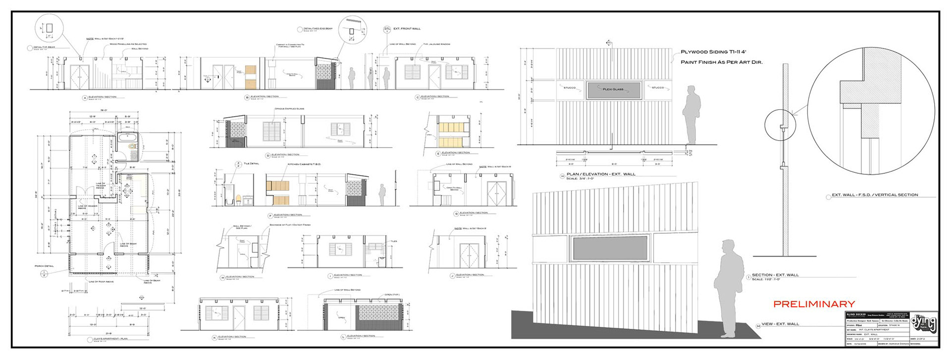 PLAN - ELEVATIONS - EXT. WALL DETAIL