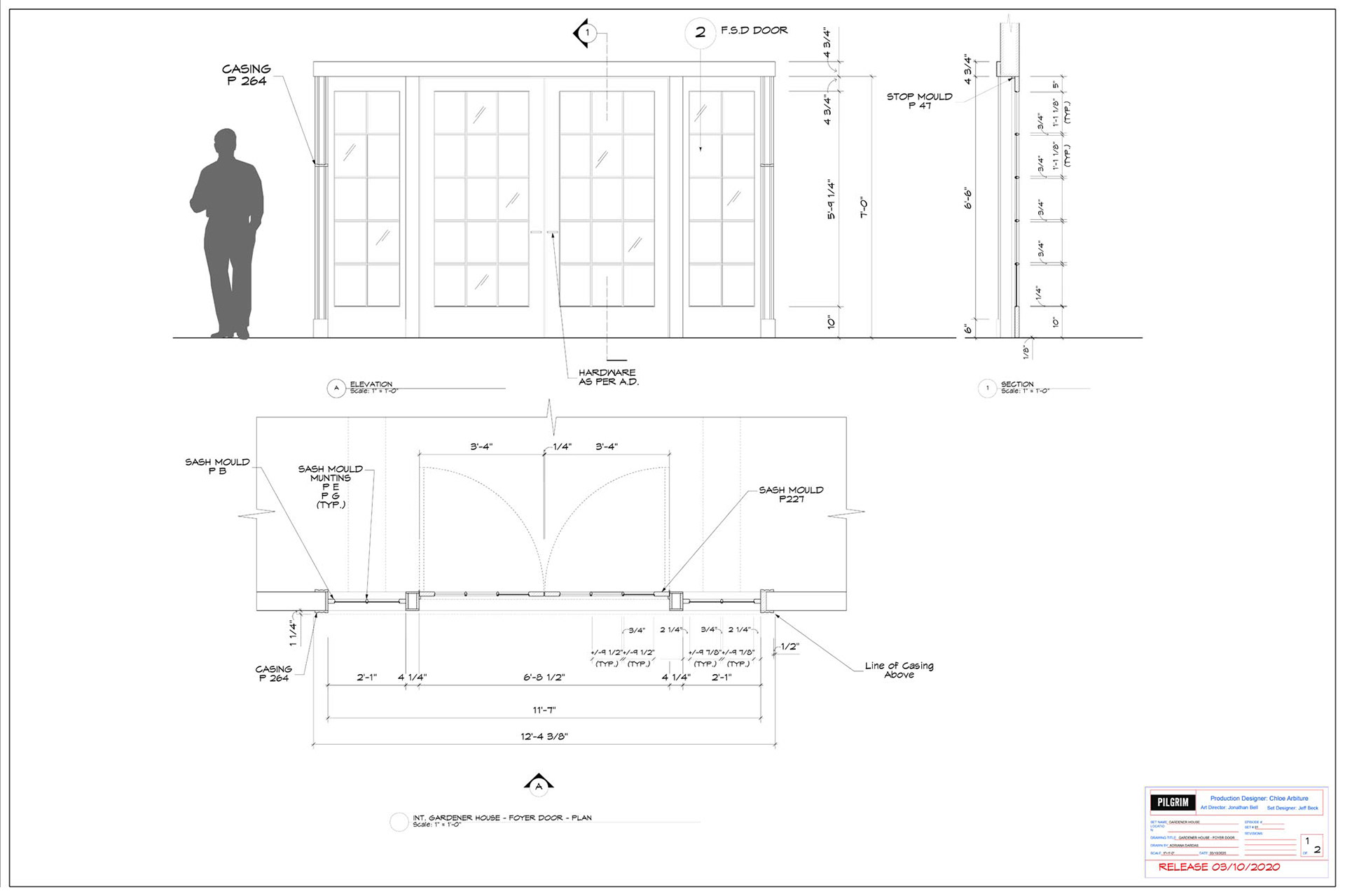 INT. SUN ROOM DOOR - PLAN - ELEVATION