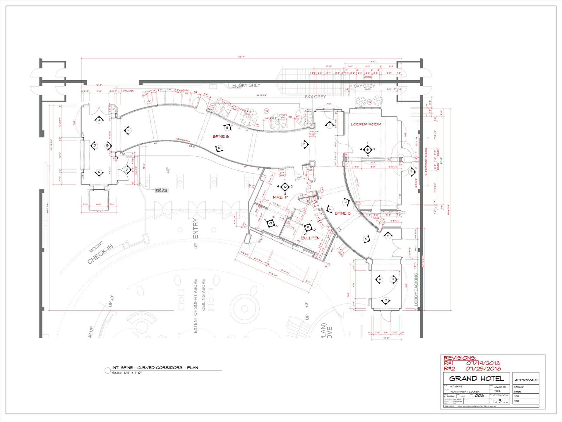 INTERIOR SPINE - PLAN (worked with Set Designer Glenn Williams)