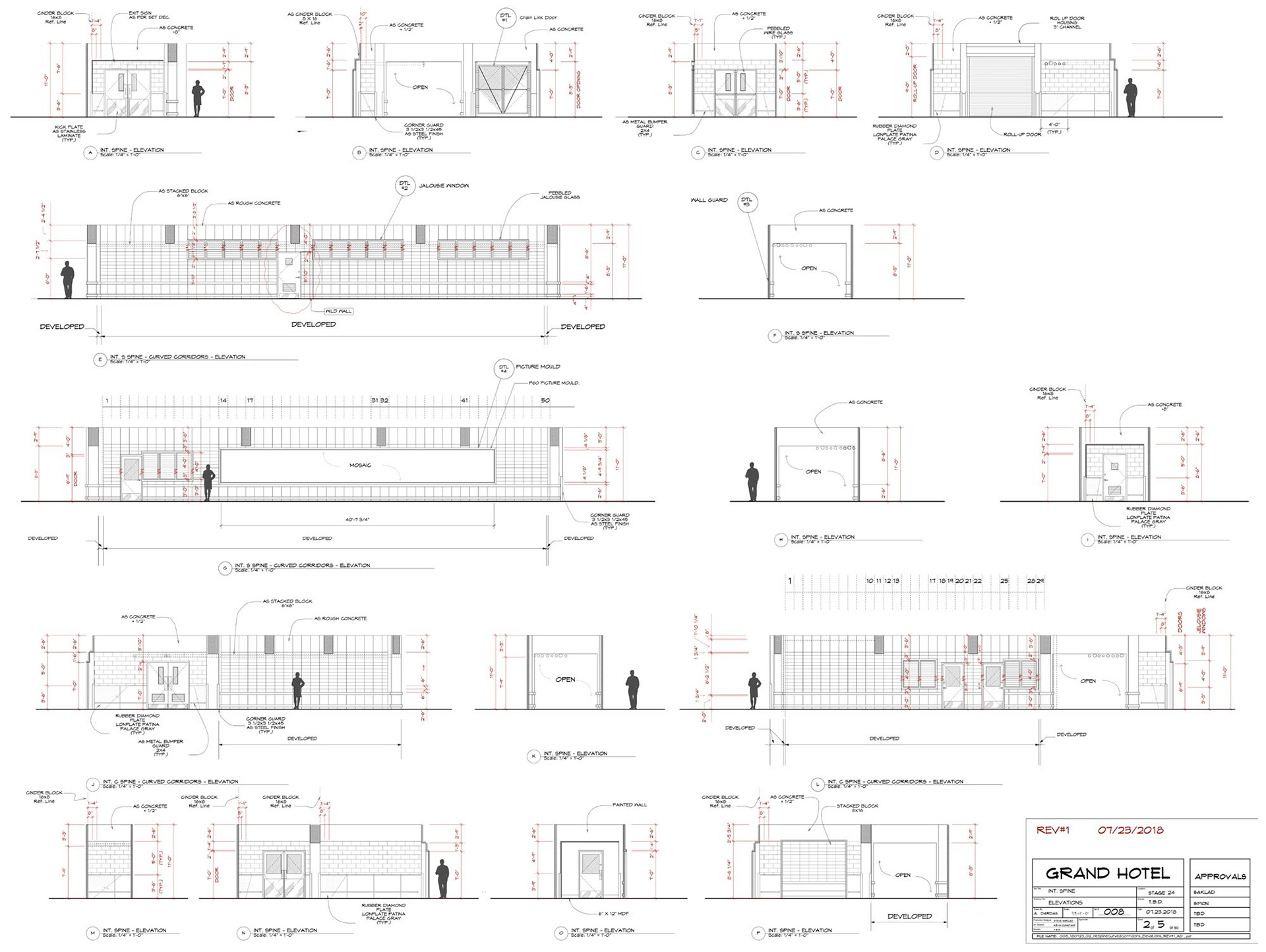 INTERIOR SPINE - ELEVATIONS